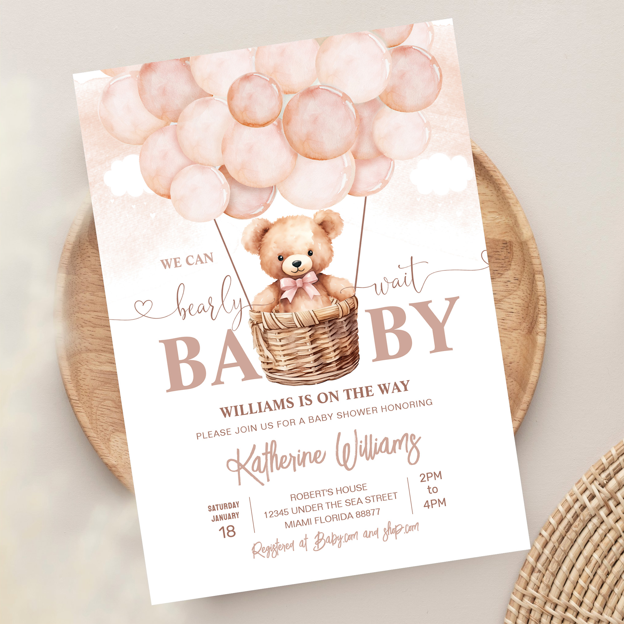 We Can Bearly Wait Teddy Bear Baby Shower Invitation - Image 13