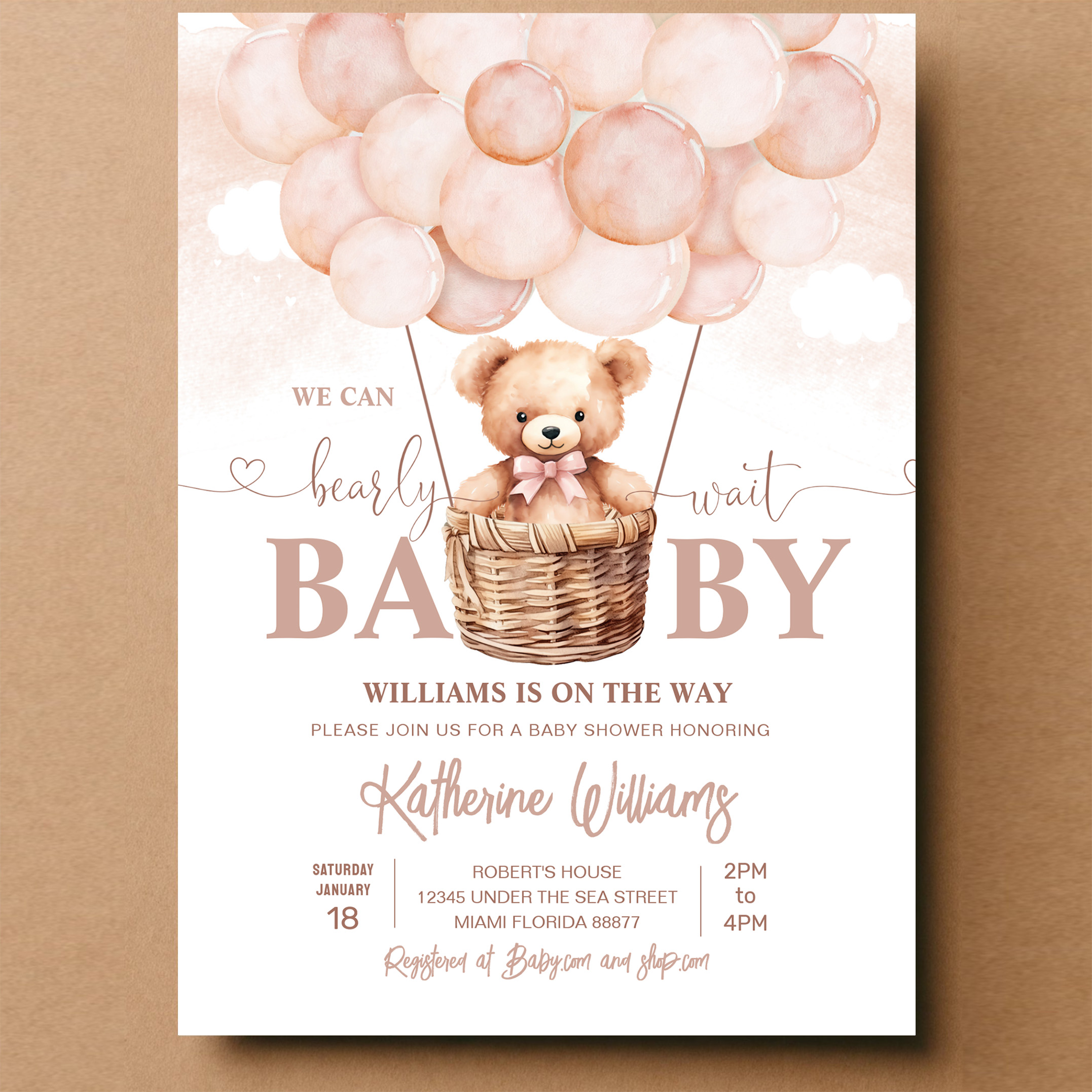 We Can Bearly Wait Teddy Bear Baby Shower Invitation - Image 14
