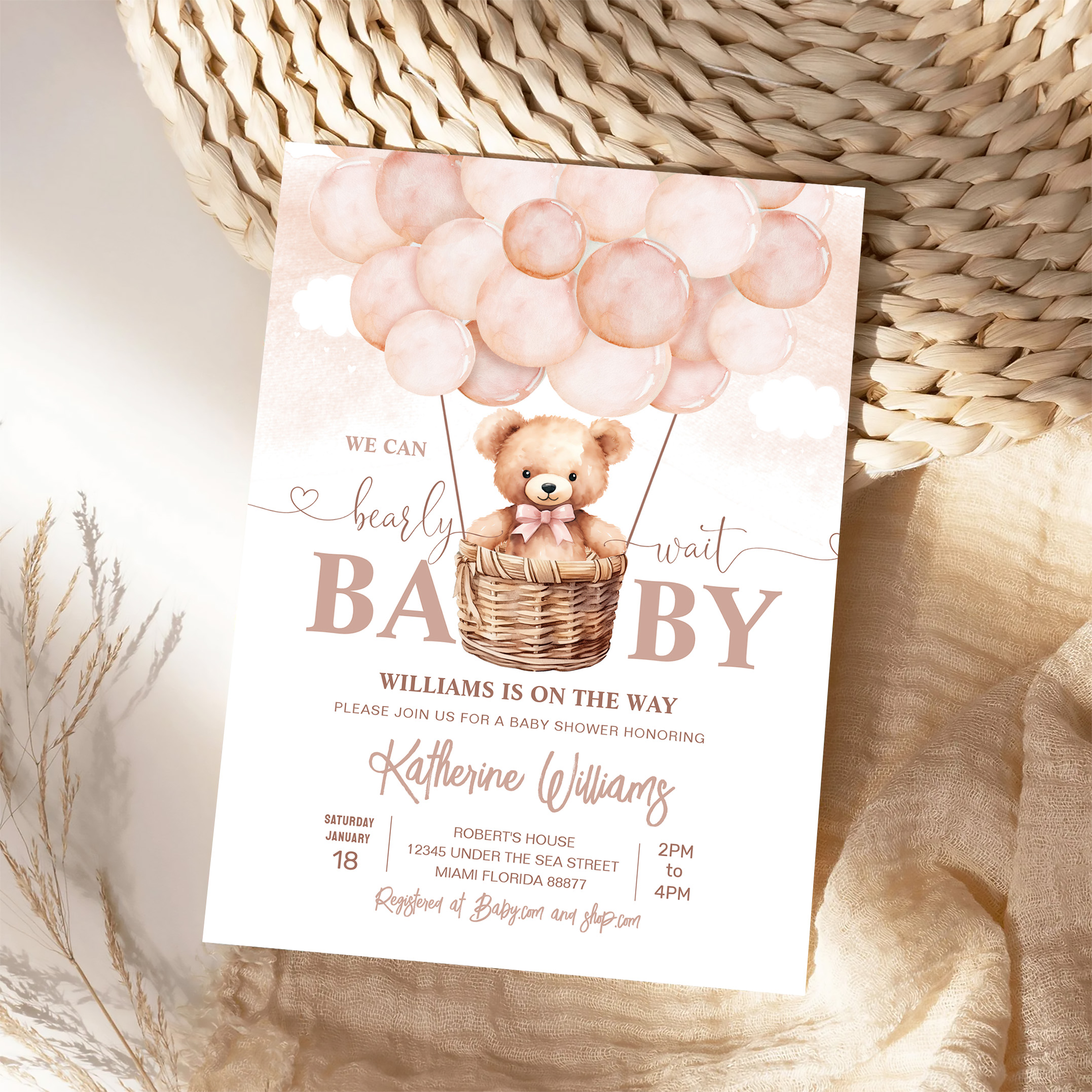 We Can Bearly Wait Teddy Bear Baby Shower Invitation - Image 4