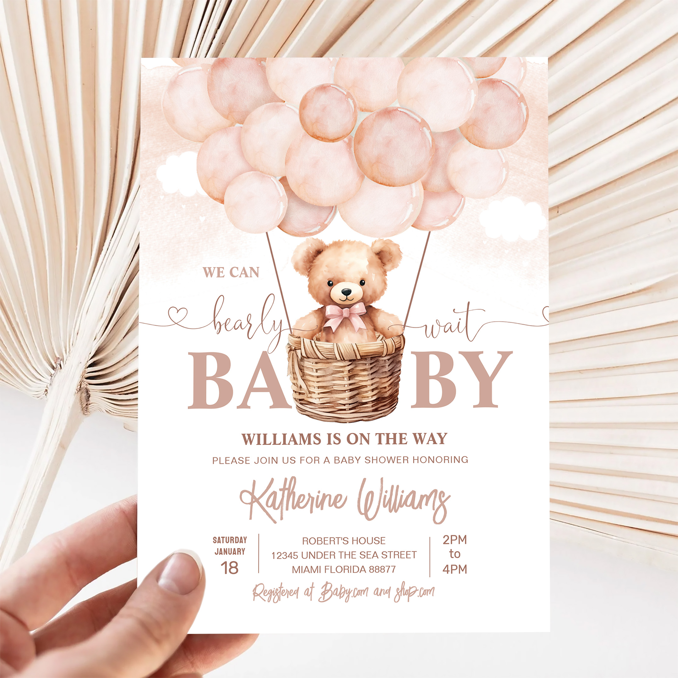 We Can Bearly Wait Teddy Bear Baby Shower Invitation - Image 5