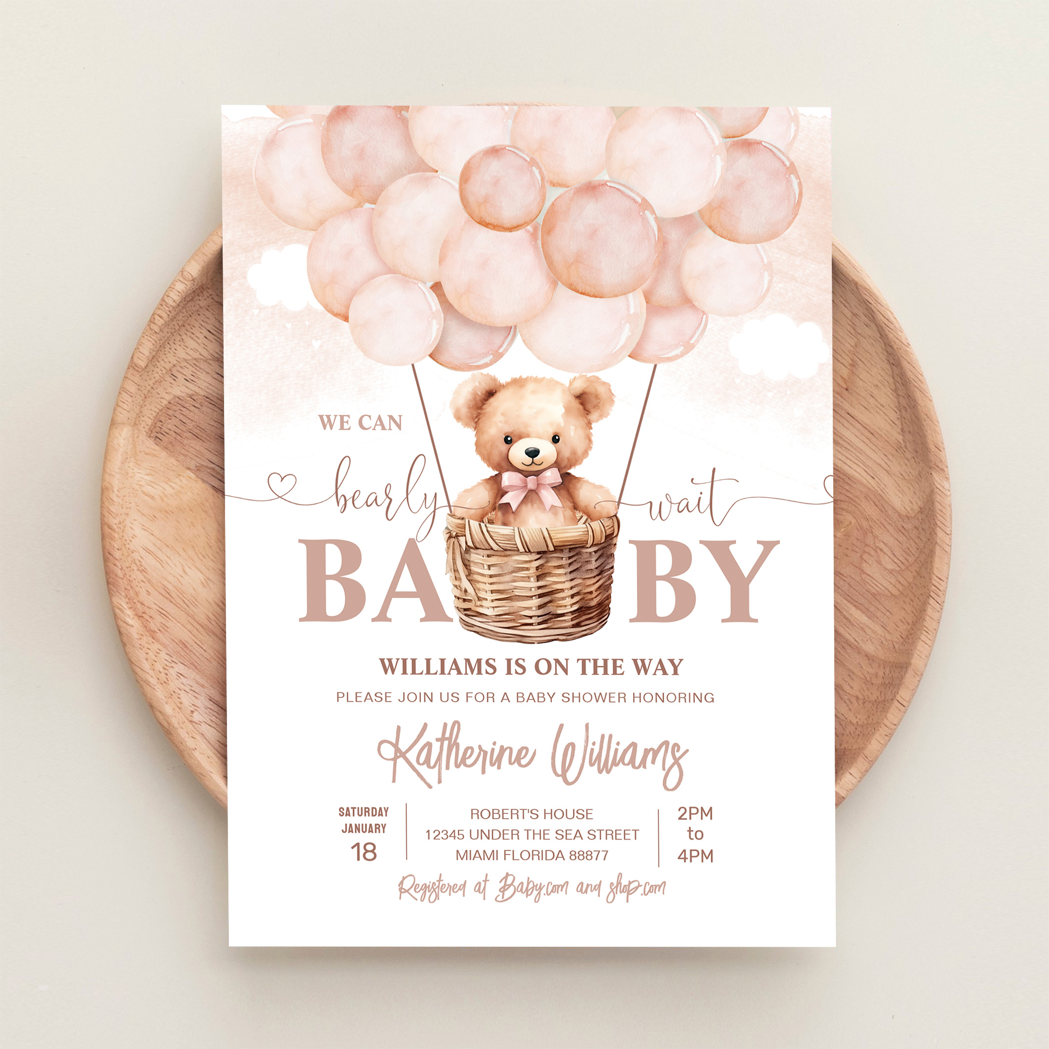 We Can Bearly Wait Teddy Bear Baby Shower Invitation - Image 7