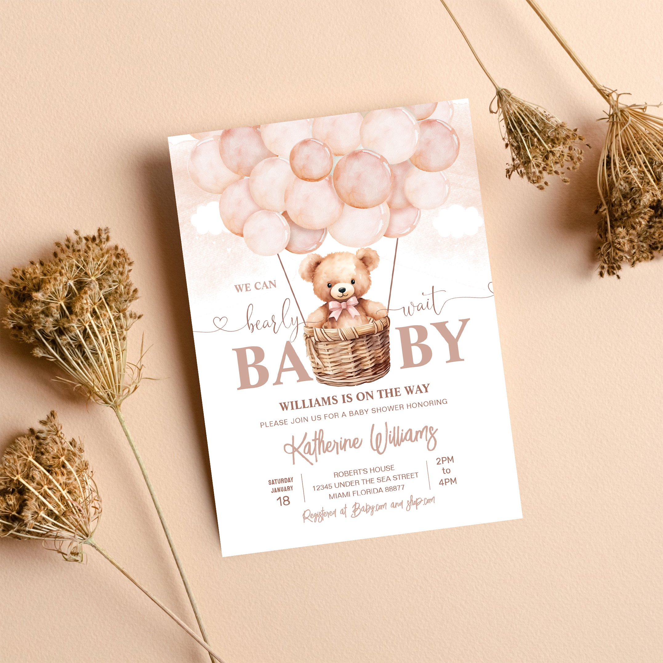 We Can Bearly Wait Teddy Bear Baby Shower Invitation - Image 8