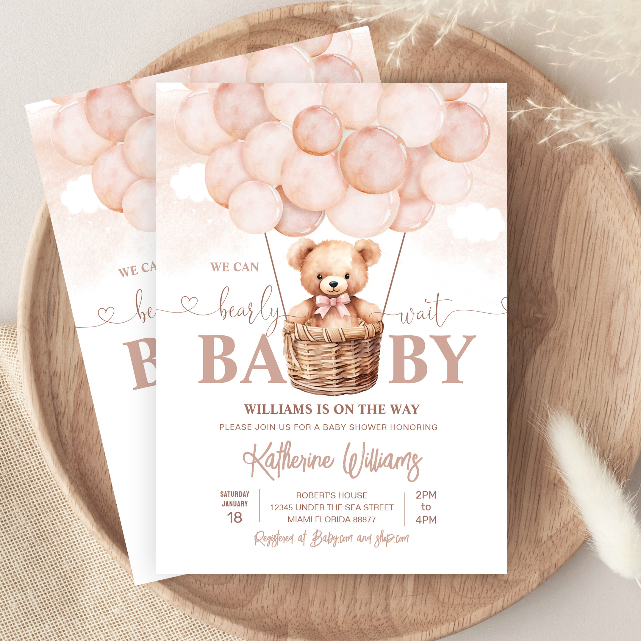 We Can Bearly Wait Teddy Bear Baby Shower Invitation - Image 9