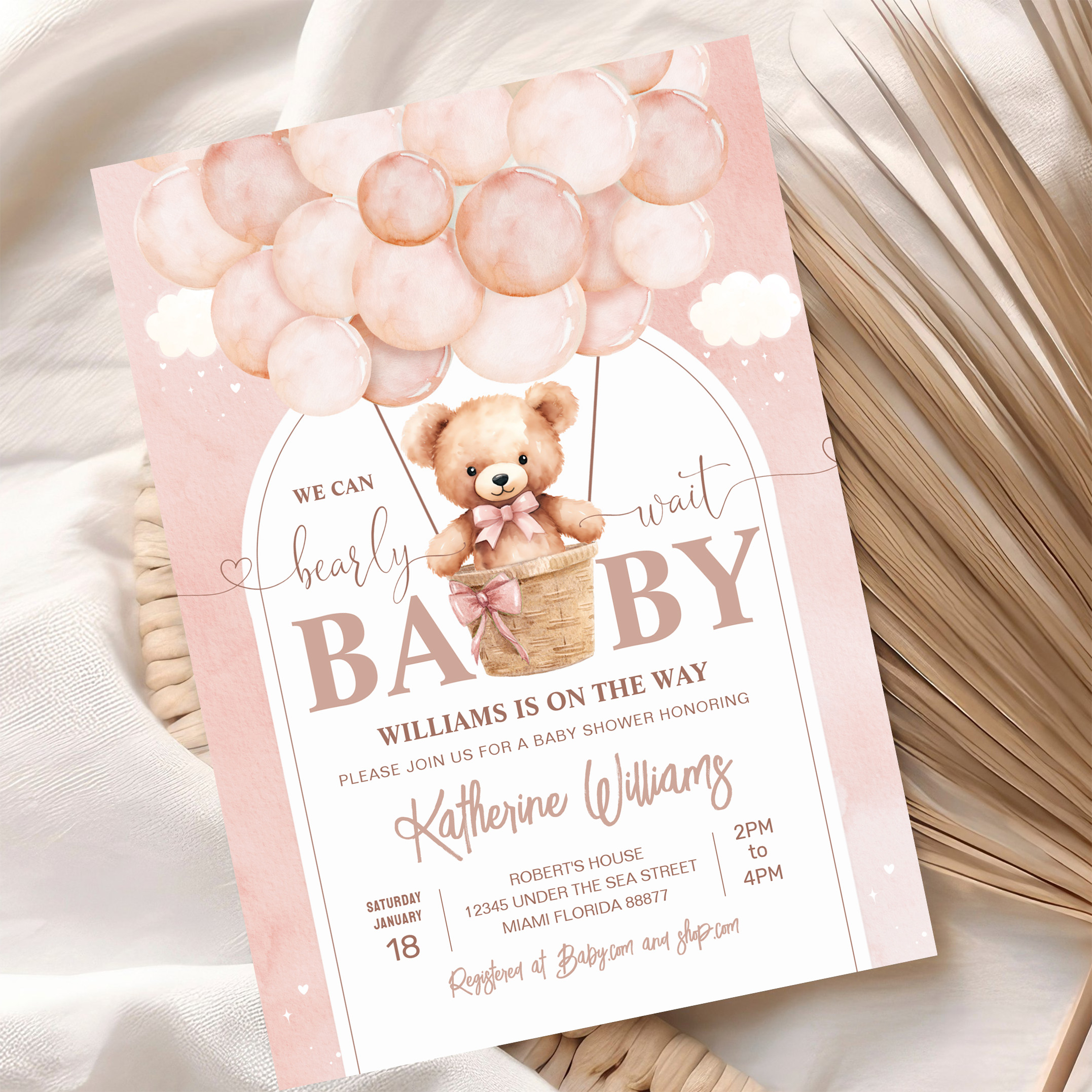 We Can Bearly Wait Teddy Bear Baby Shower Invitation - Image 10