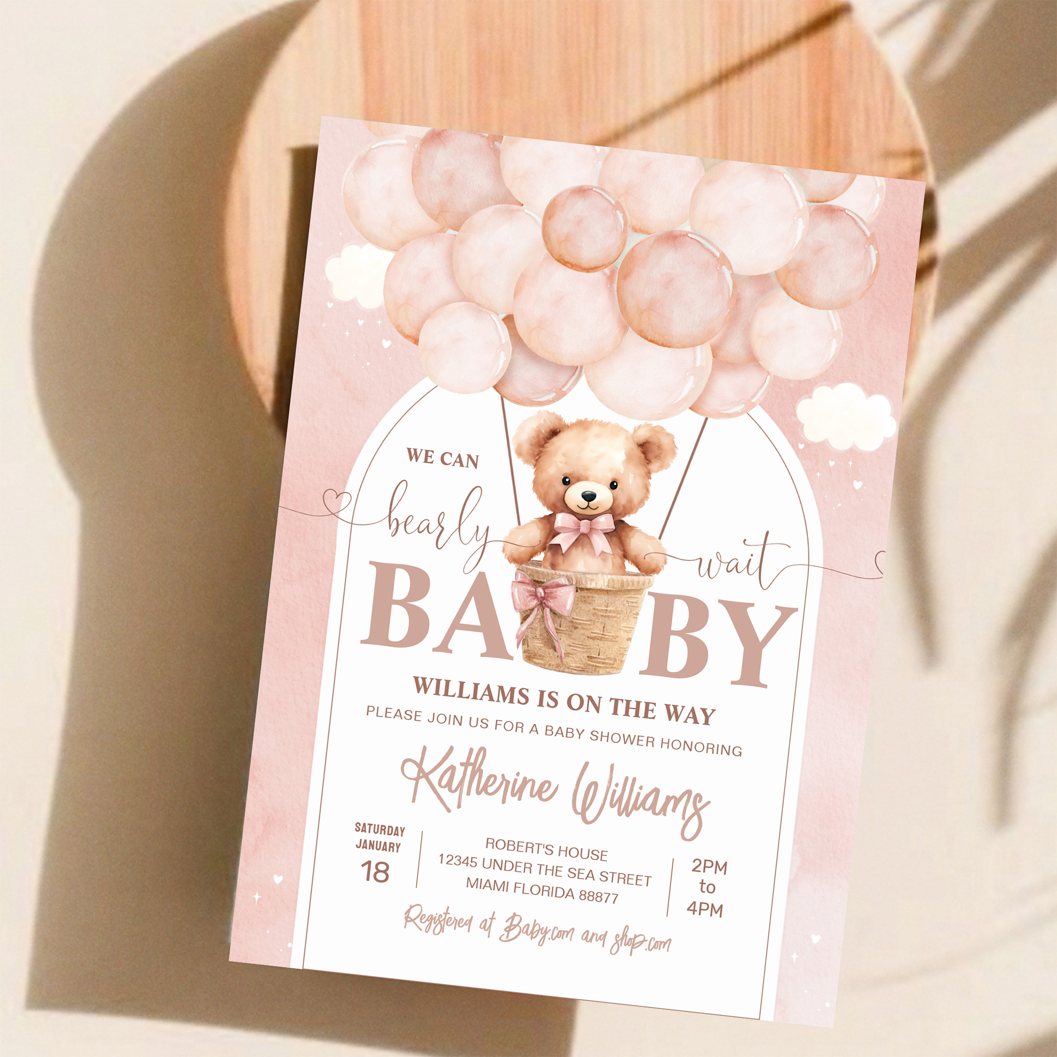 We Can Bearly Wait Teddy Bear Baby Shower Invitation - Image 11