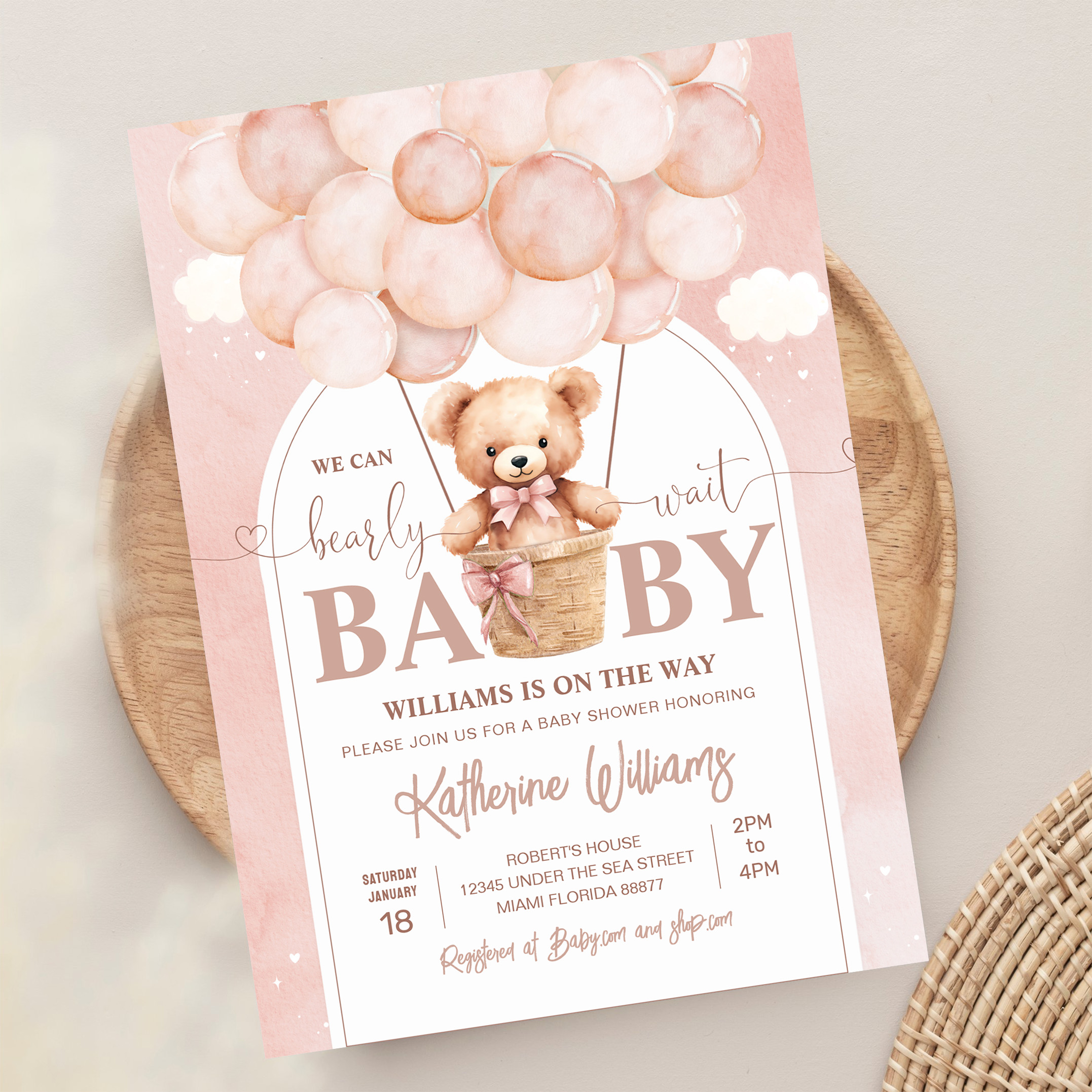 We Can Bearly Wait Teddy Bear Baby Shower Invitation - Image 13