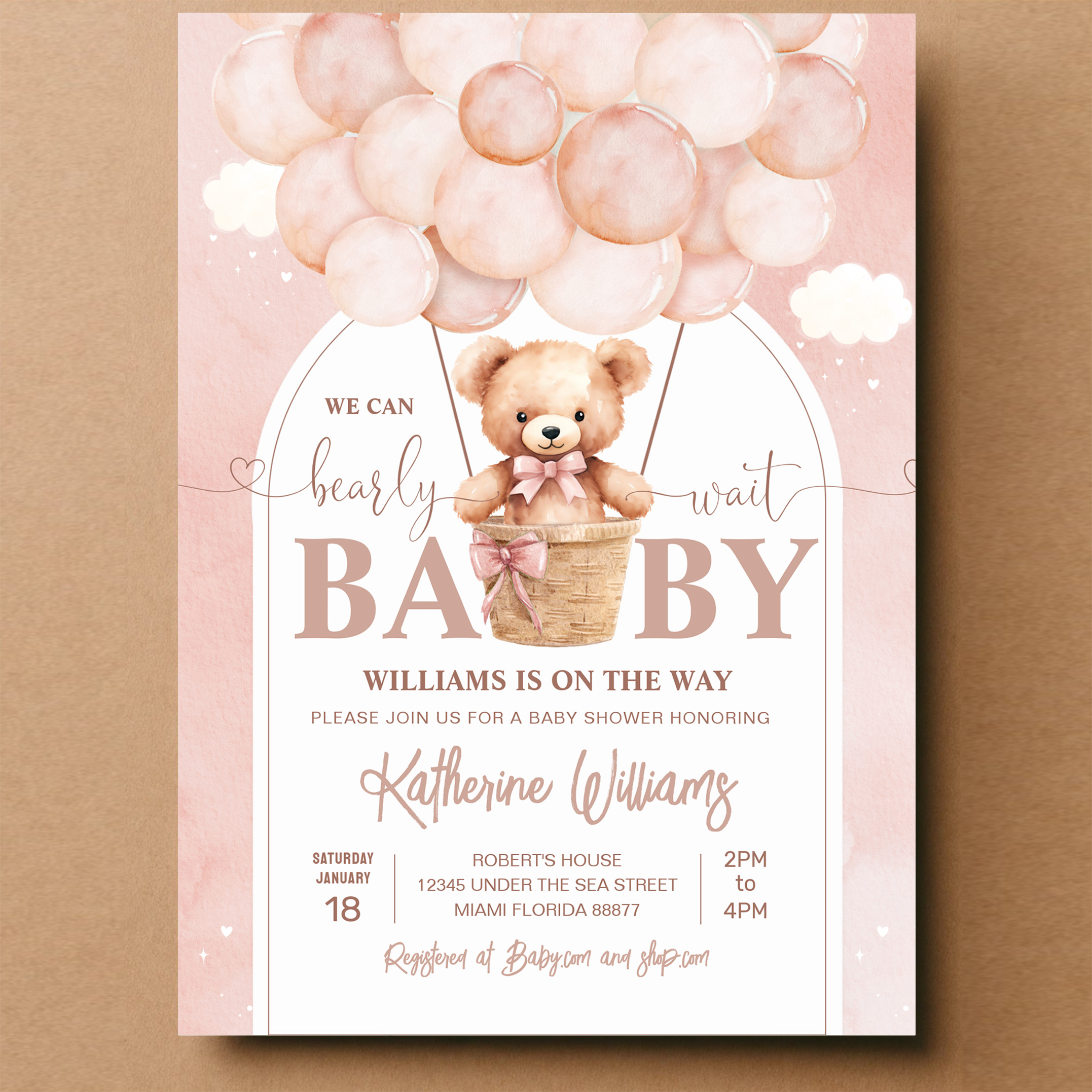 We Can Bearly Wait Teddy Bear Baby Shower Invitation - Image 14