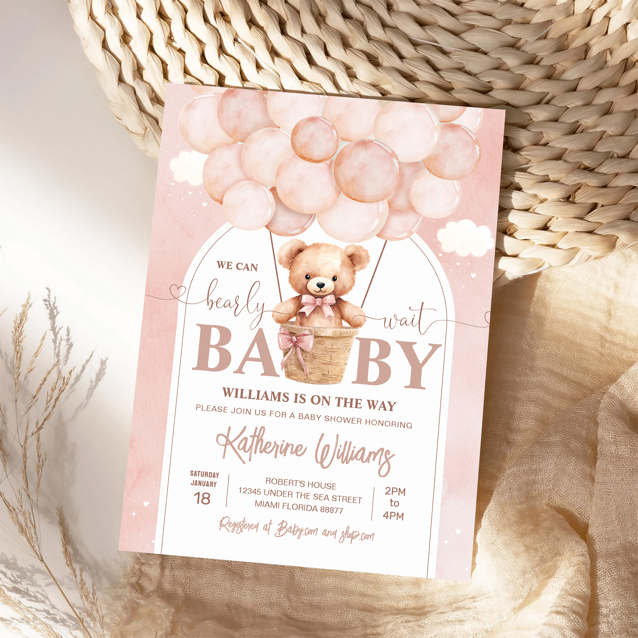 We Can Bearly Wait Teddy Bear Baby Shower Invitation - Image 4
