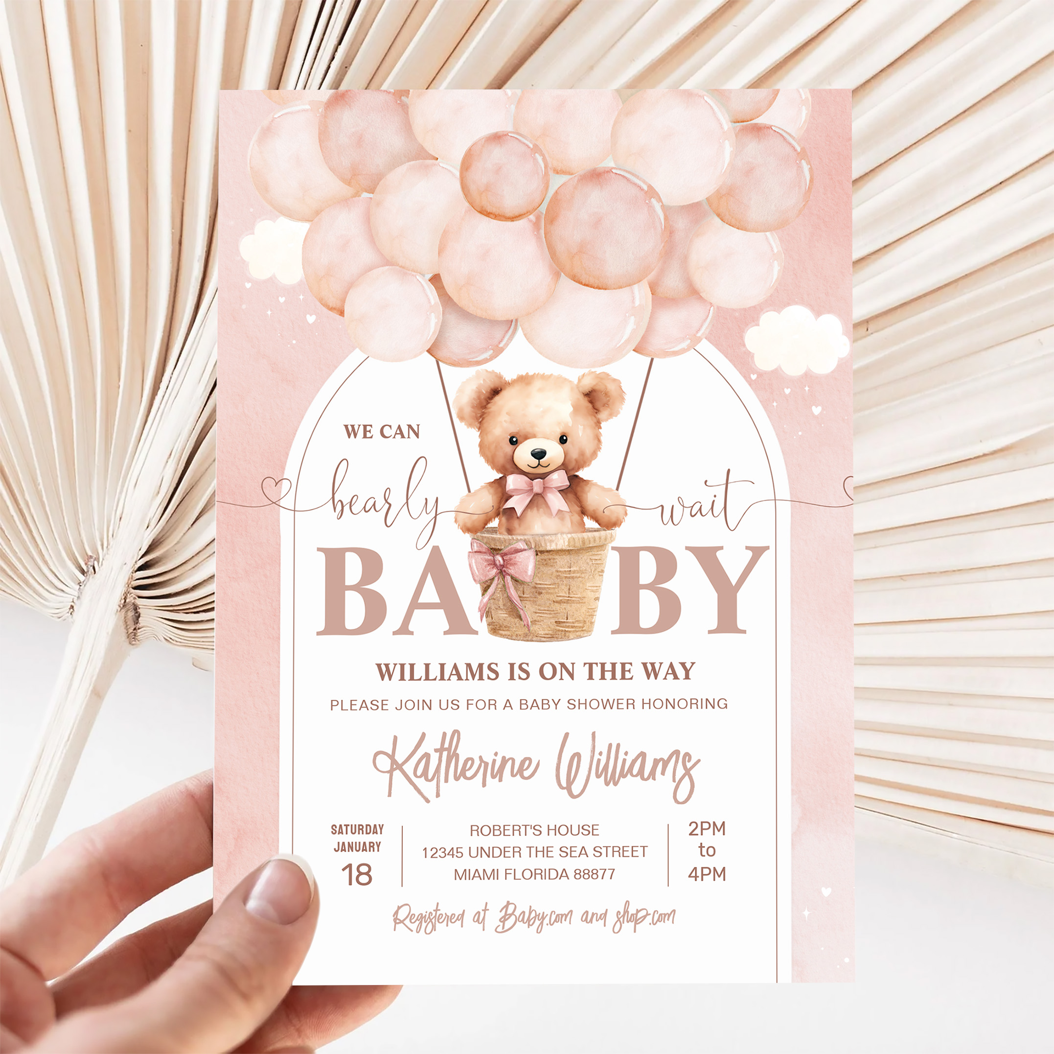 We Can Bearly Wait Teddy Bear Baby Shower Invitation - Image 5