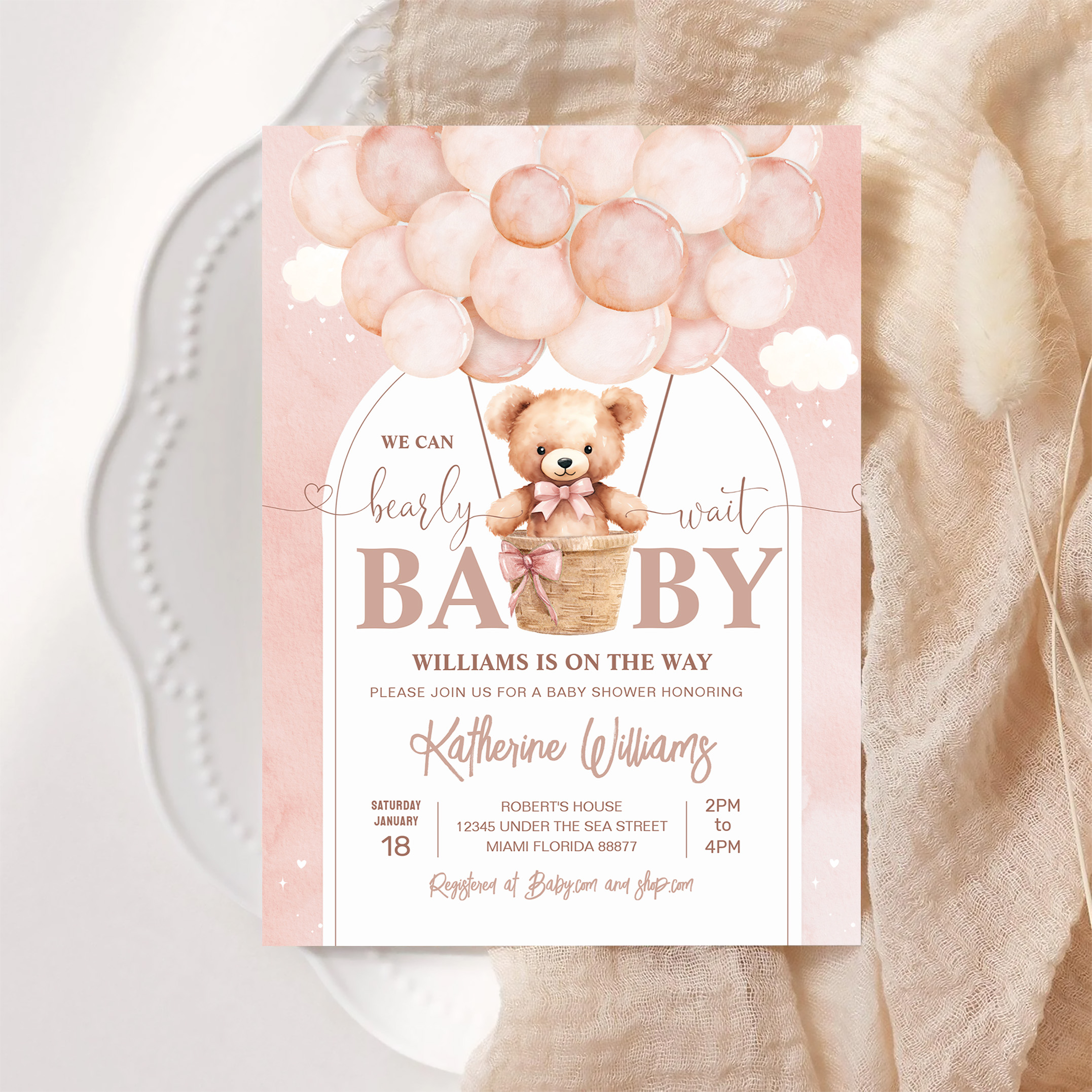 We Can Bearly Wait Teddy Bear Baby Shower Invitation - Image 6