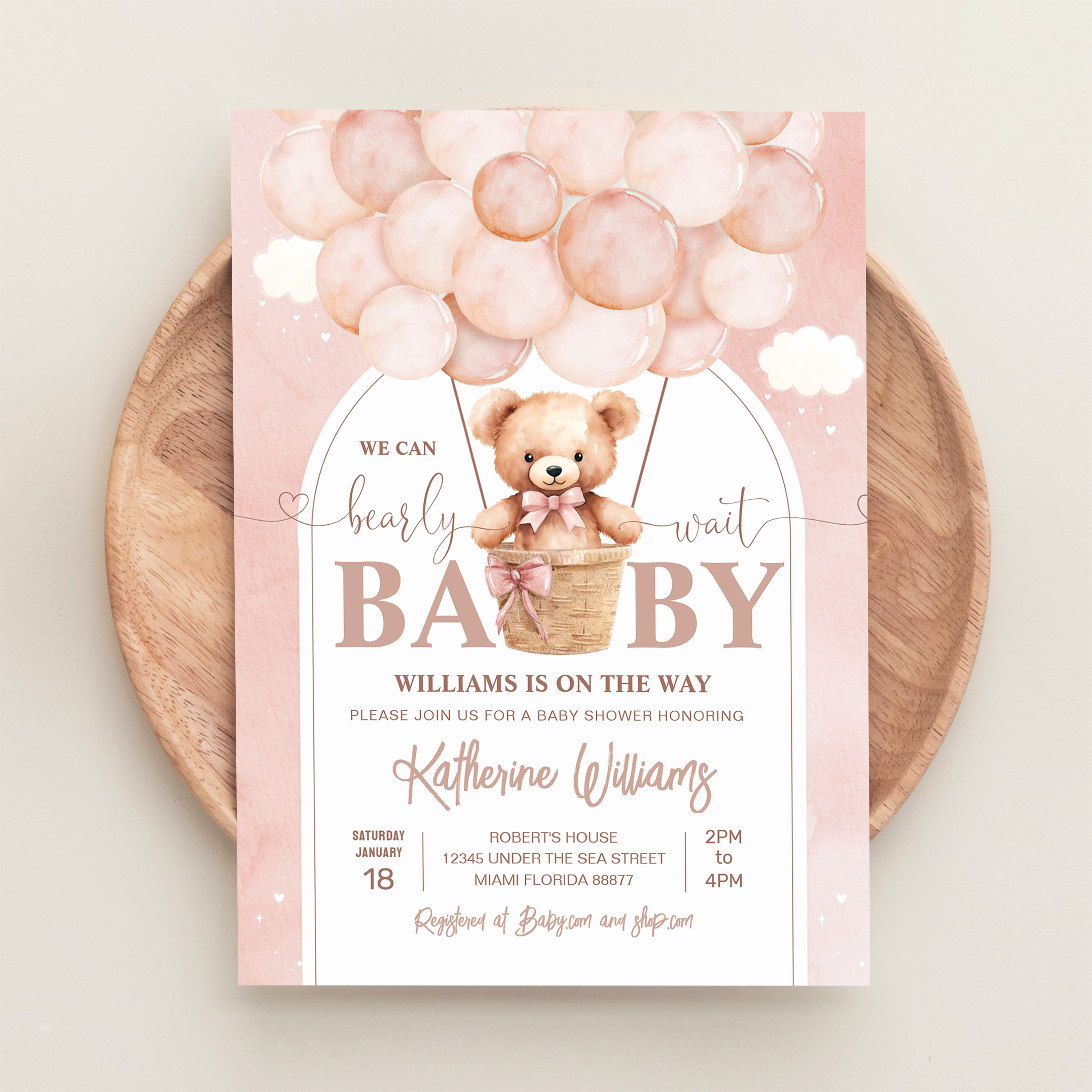 We Can Bearly Wait Teddy Bear Baby Shower Invitation - Image 7