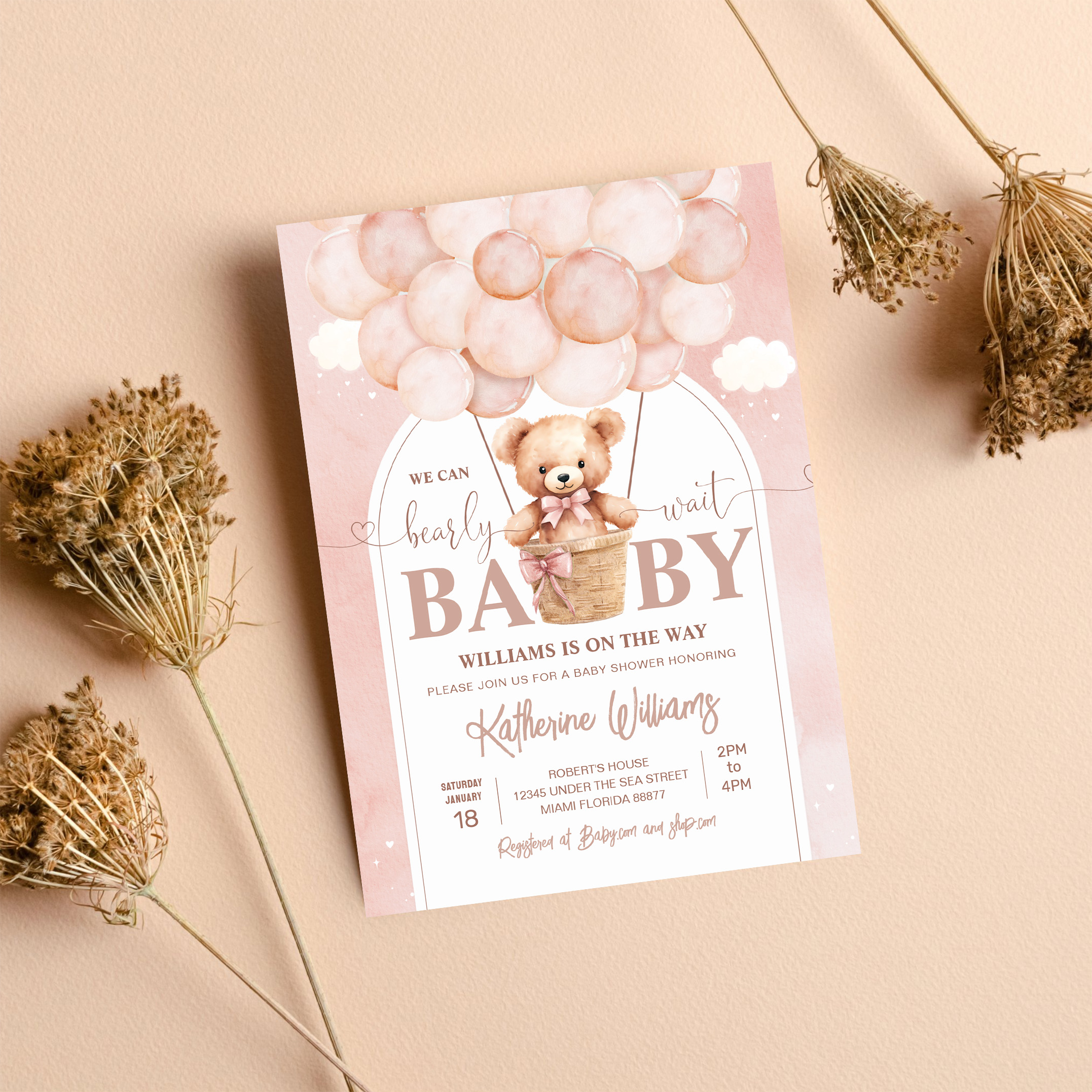 We Can Bearly Wait Teddy Bear Baby Shower Invitation - Image 8