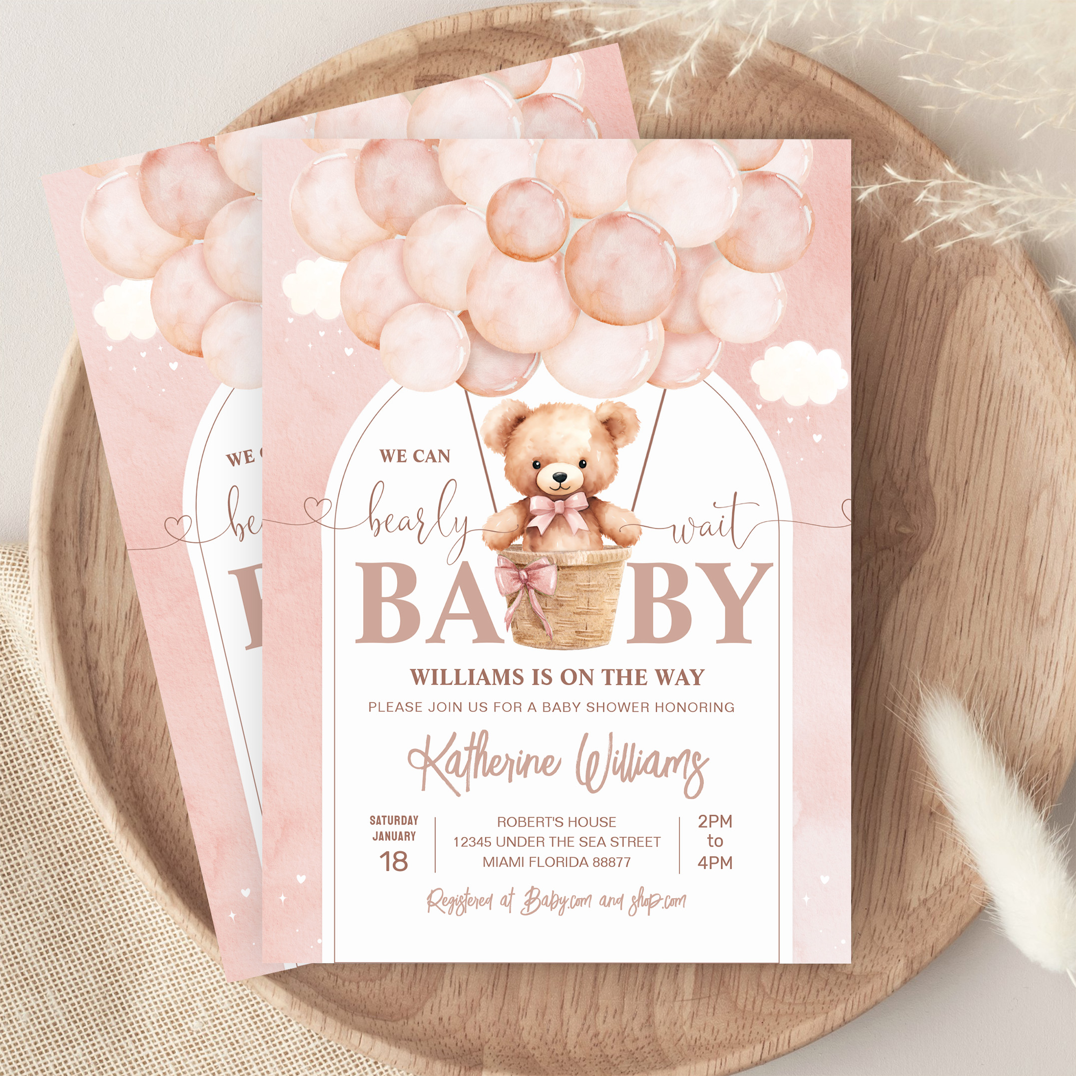 We Can Bearly Wait Teddy Bear Baby Shower Invitation - Image 9