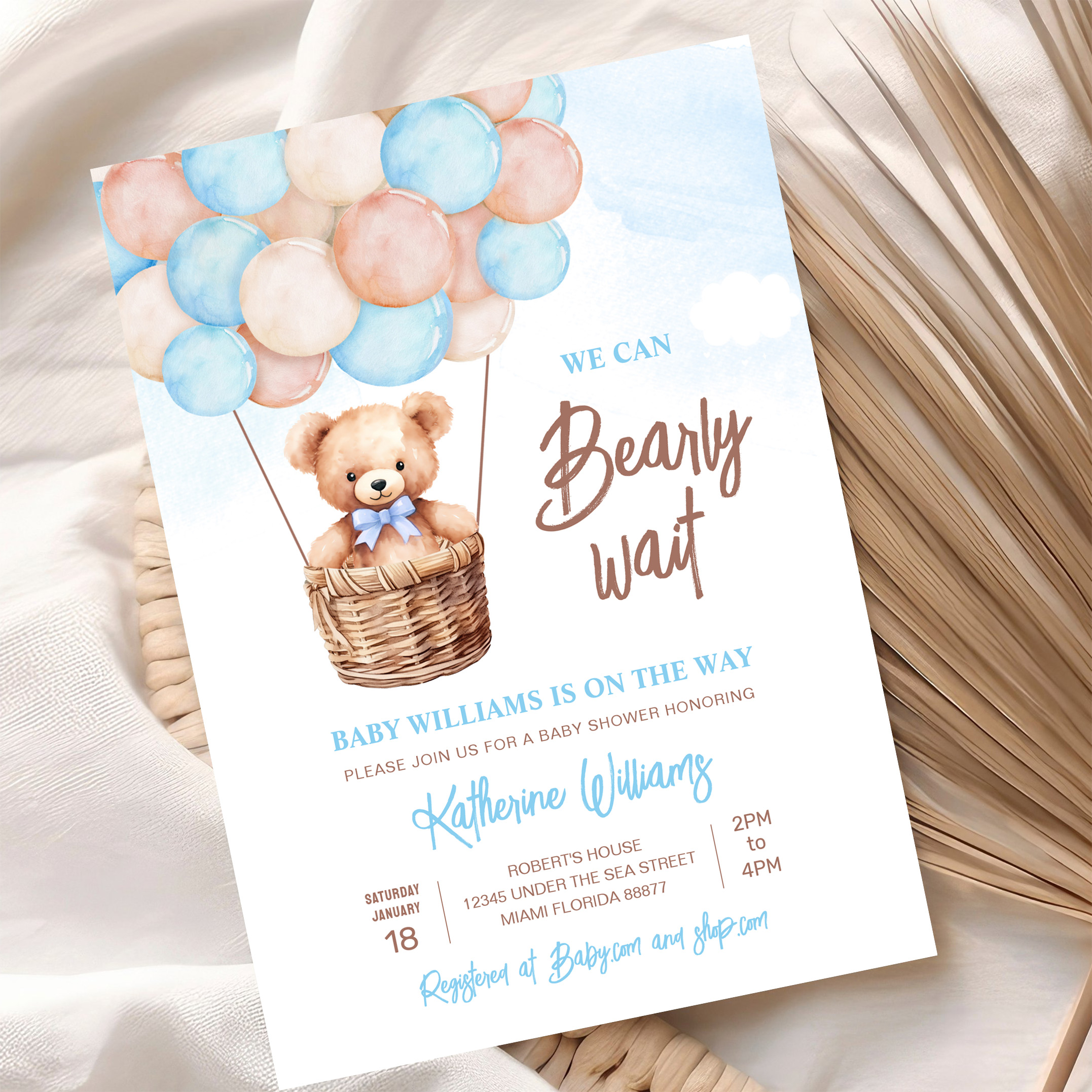 We Can Bearly Wait Teddy Bear Baby Shower Invitation - Image 10