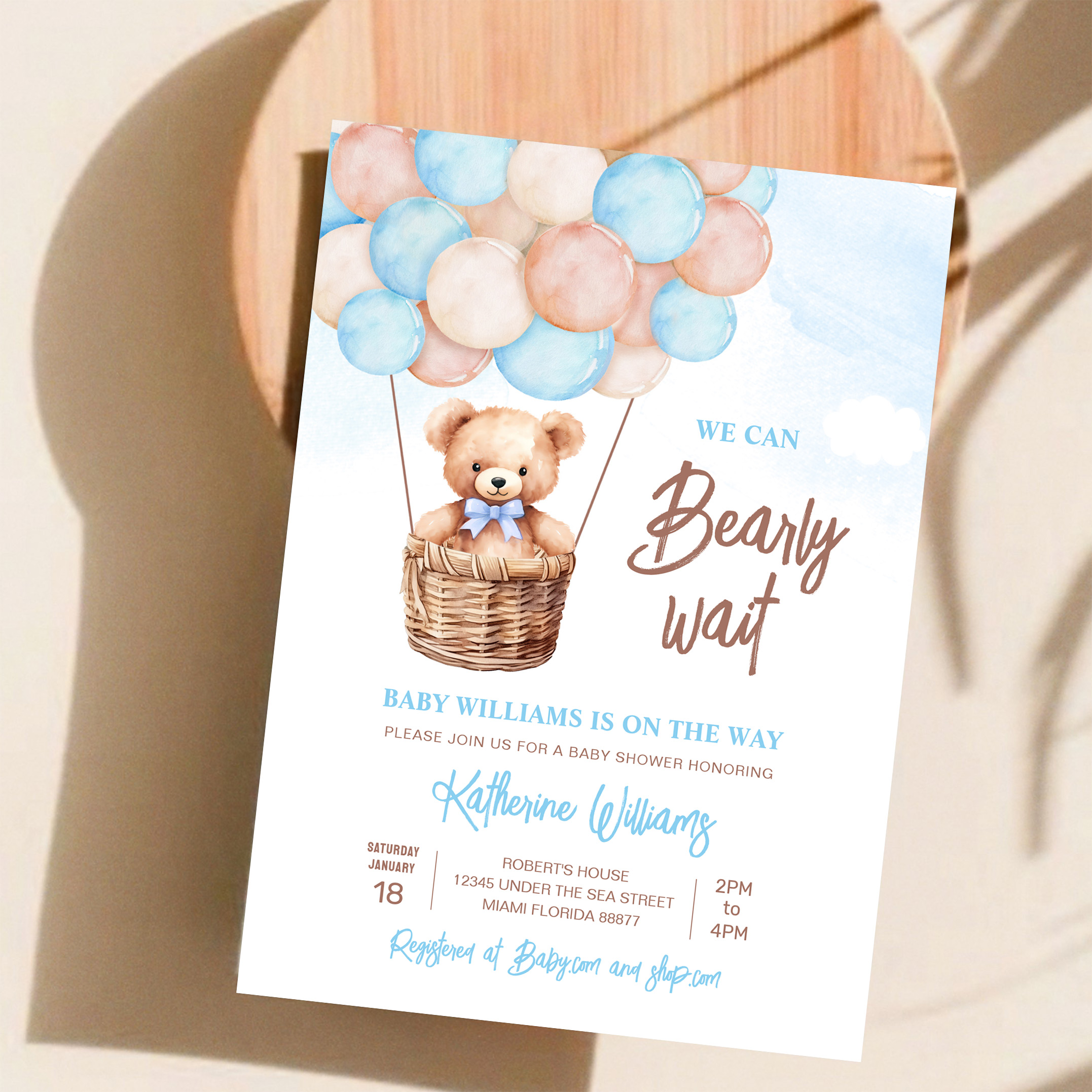 We Can Bearly Wait Teddy Bear Baby Shower Invitation - Image 11