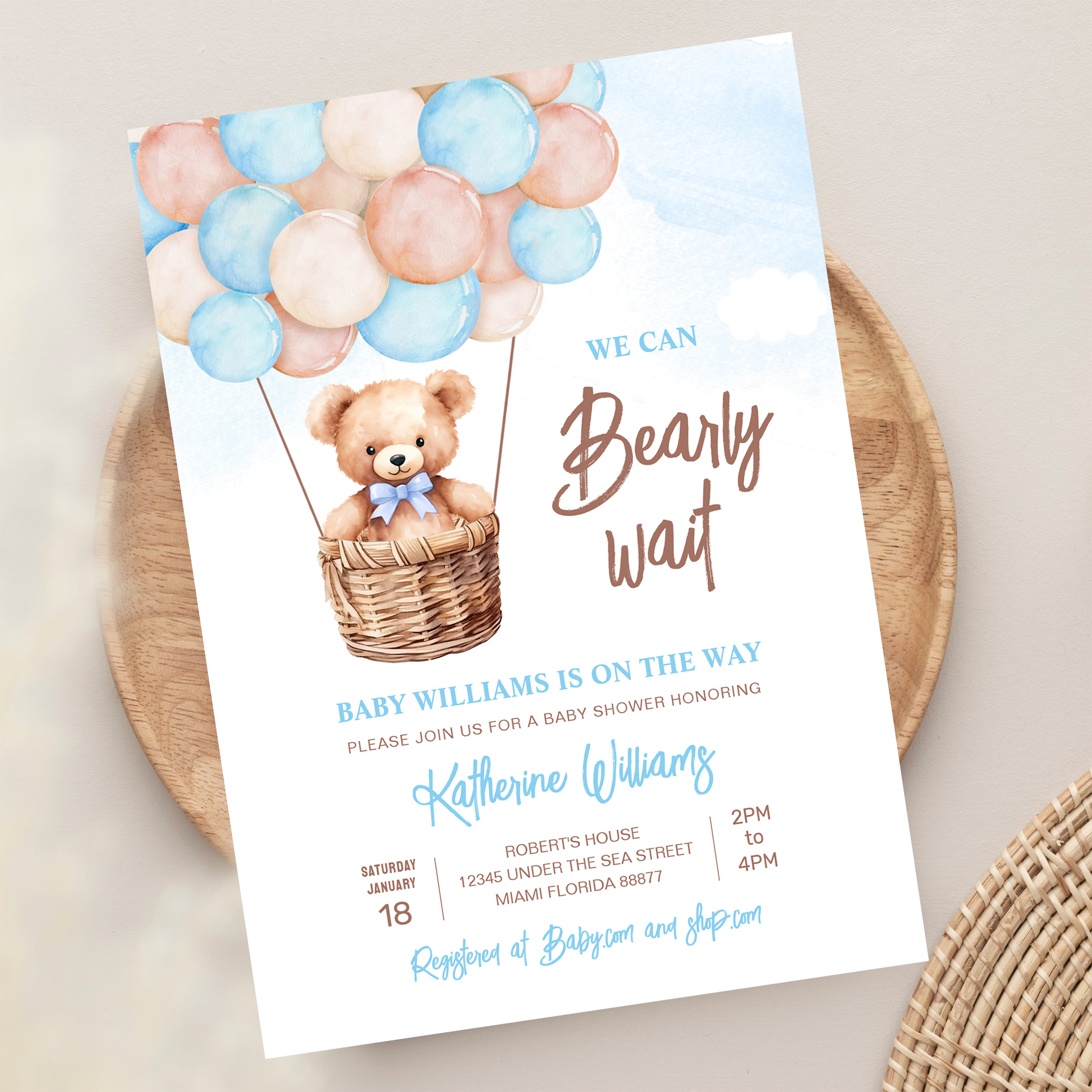 We Can Bearly Wait Teddy Bear Baby Shower Invitation - Image 13