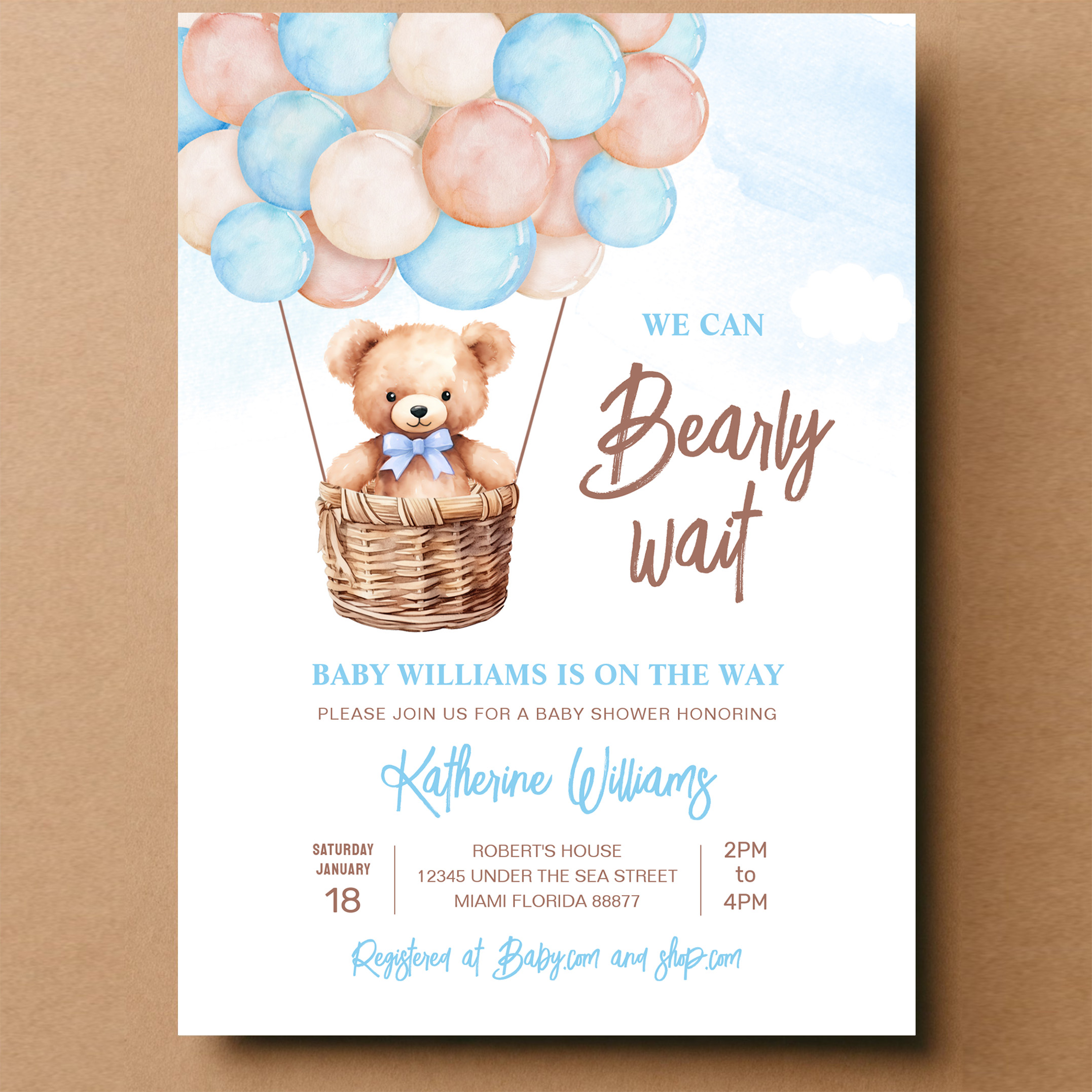 We Can Bearly Wait Teddy Bear Baby Shower Invitation - Image 14