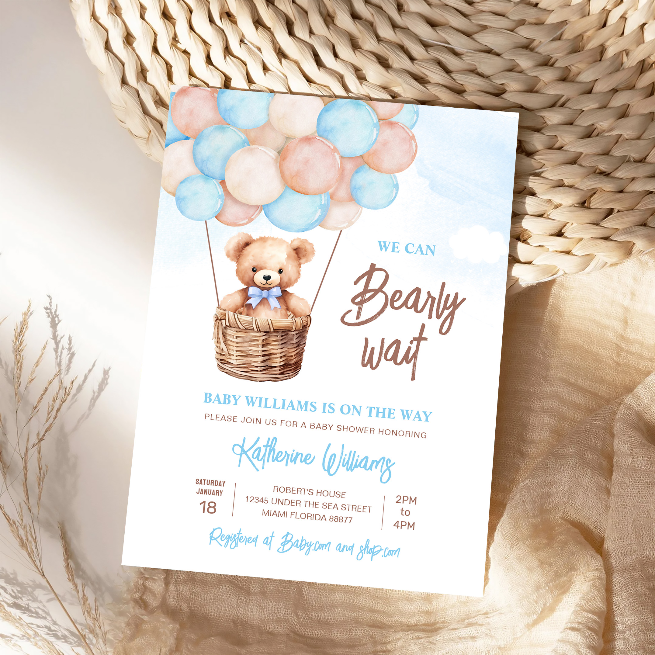 We Can Bearly Wait Teddy Bear Baby Shower Invitation - Image 4