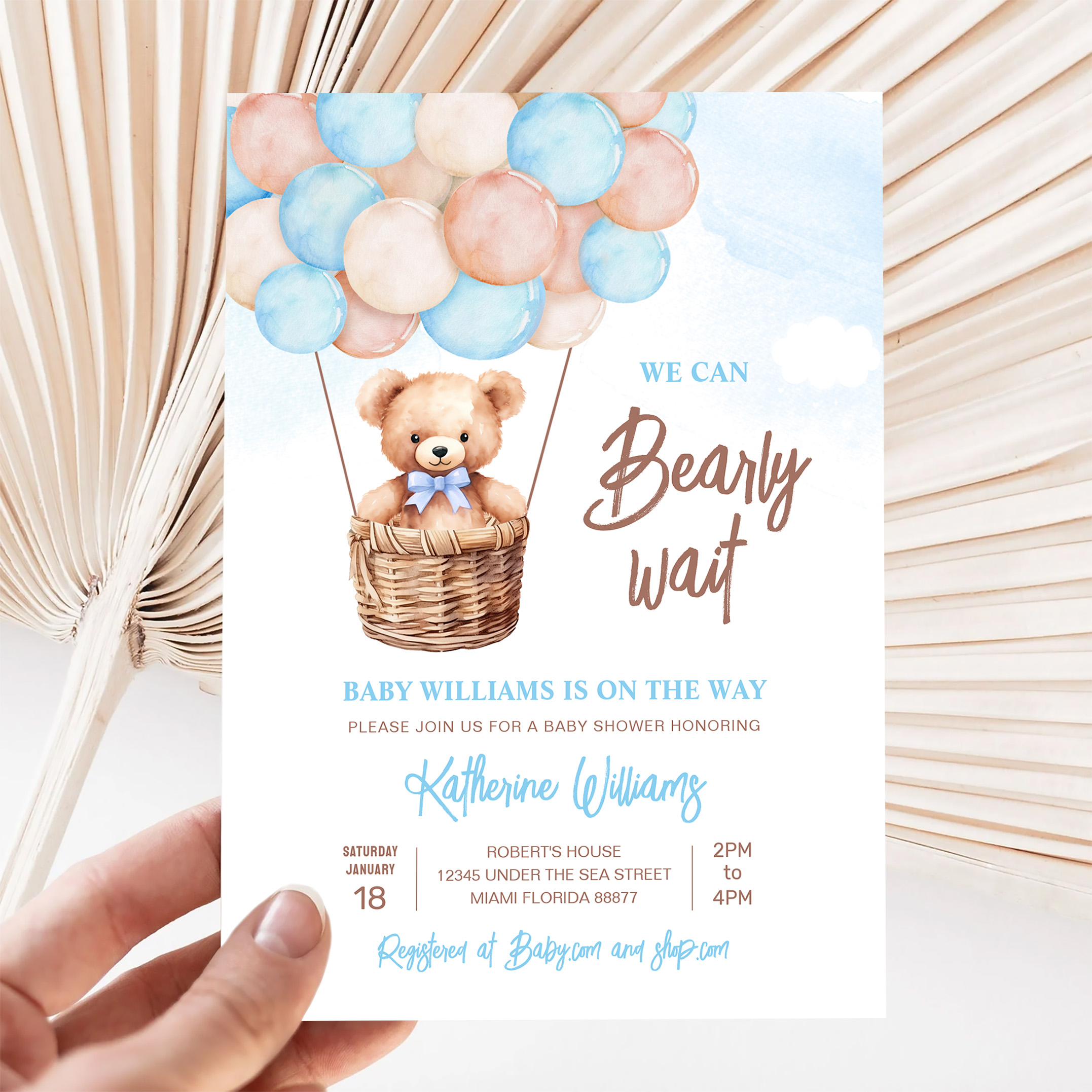 We Can Bearly Wait Teddy Bear Baby Shower Invitation - Image 5