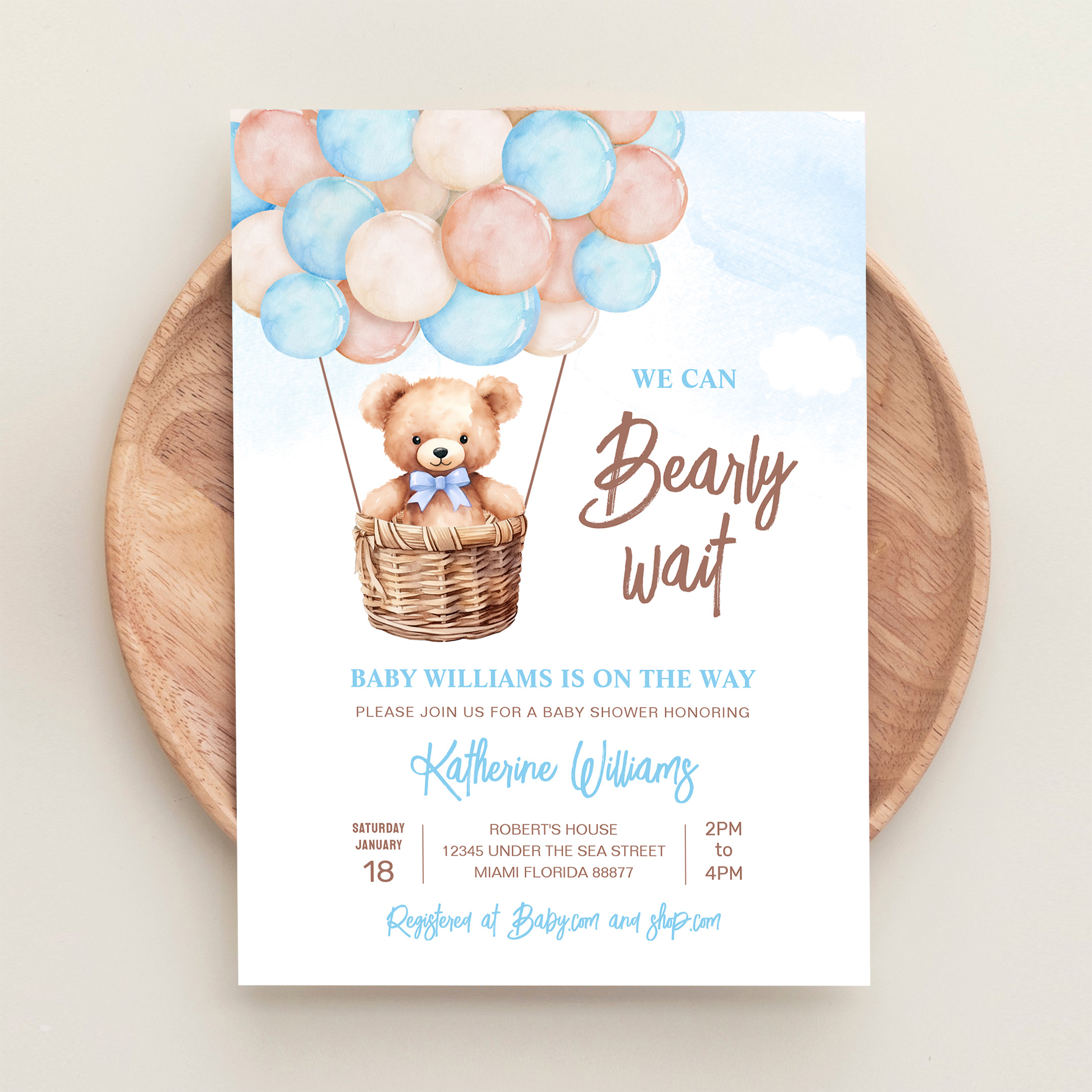 We Can Bearly Wait Teddy Bear Baby Shower Invitation - Image 7