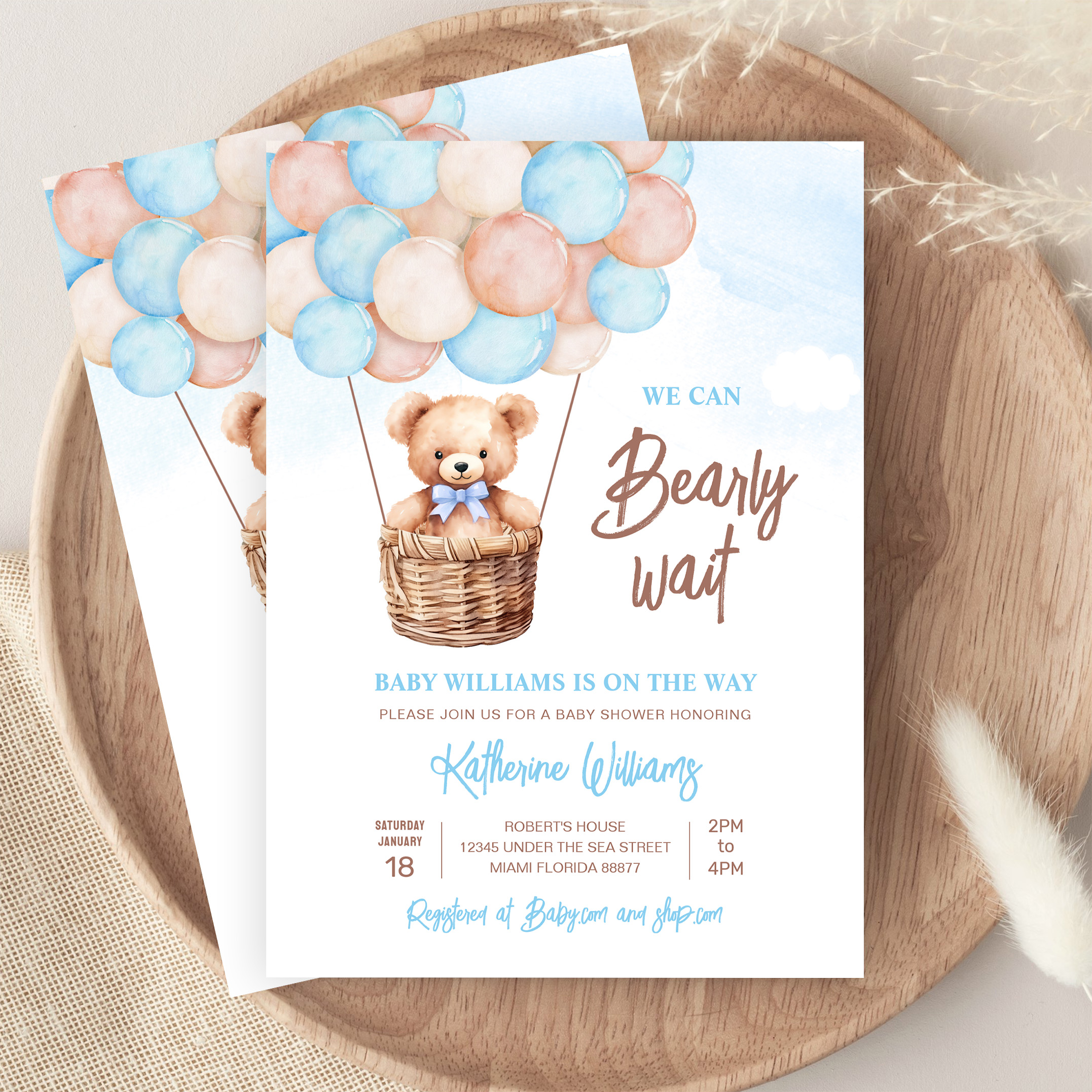 We Can Bearly Wait Teddy Bear Baby Shower Invitation - Image 9