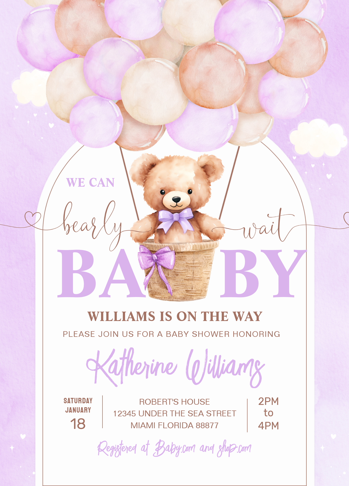 We Can Bearly Wait Teddy Bear Baby Shower Invitation