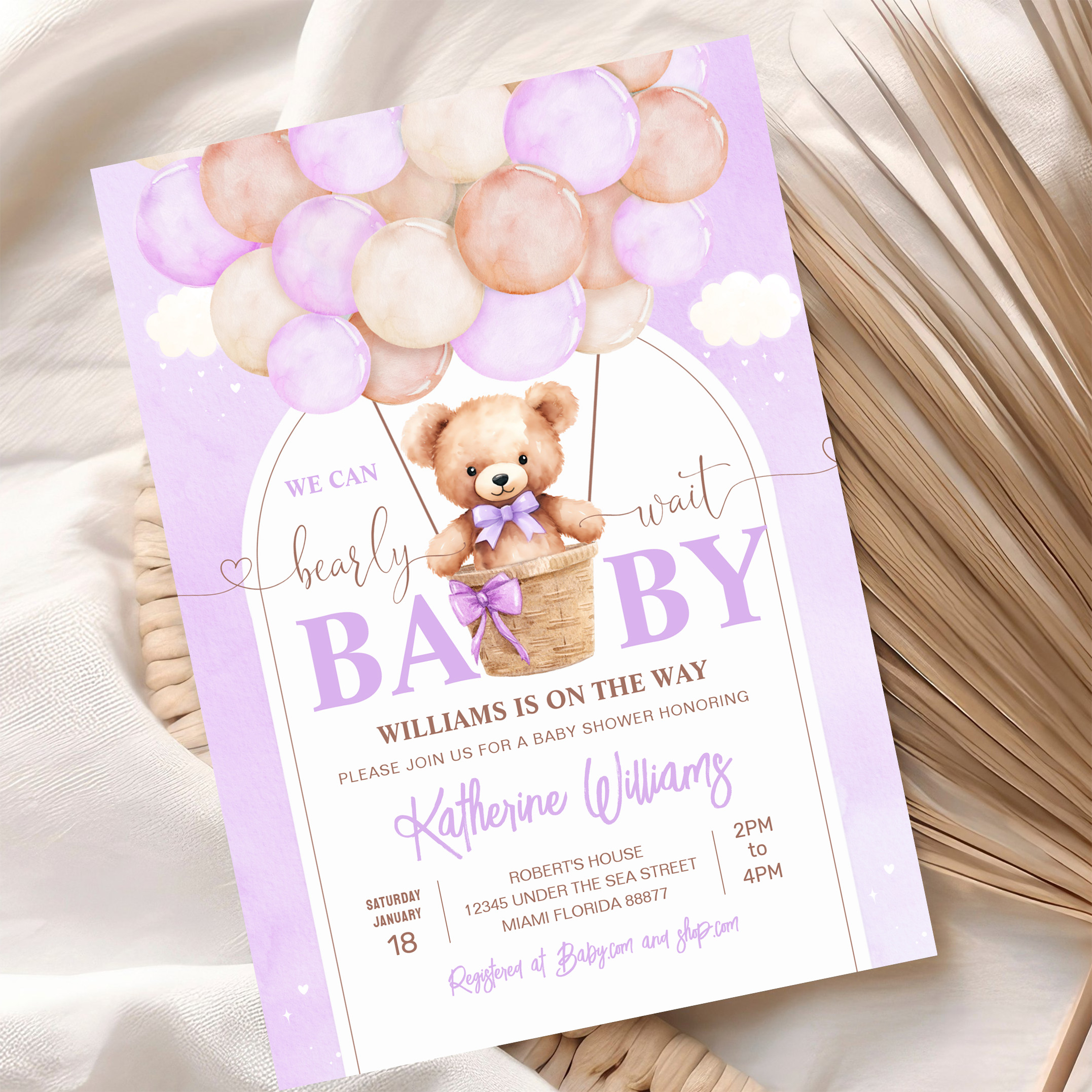 We Can Bearly Wait Teddy Bear Baby Shower Invitation - Image 10