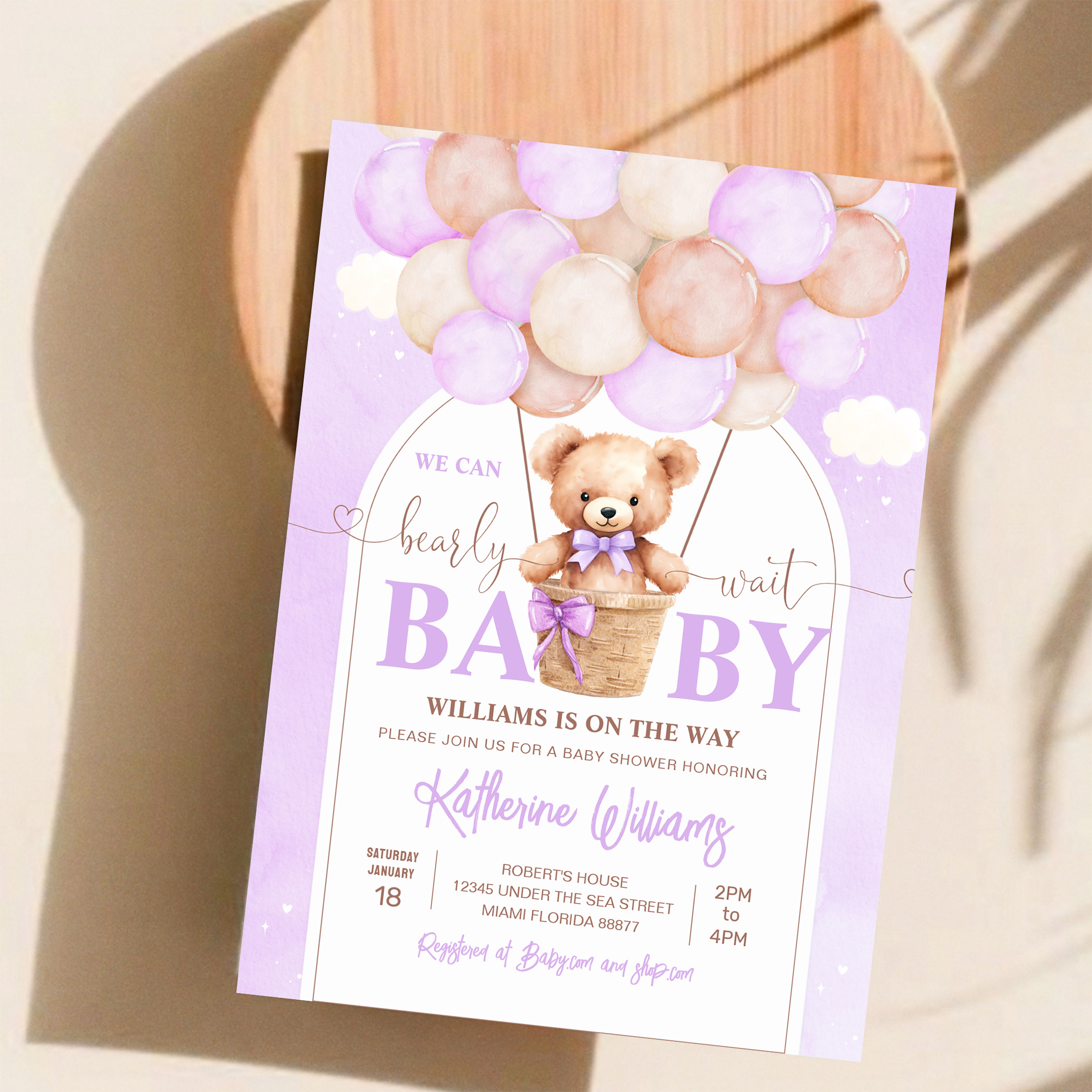 We Can Bearly Wait Teddy Bear Baby Shower Invitation - Image 11