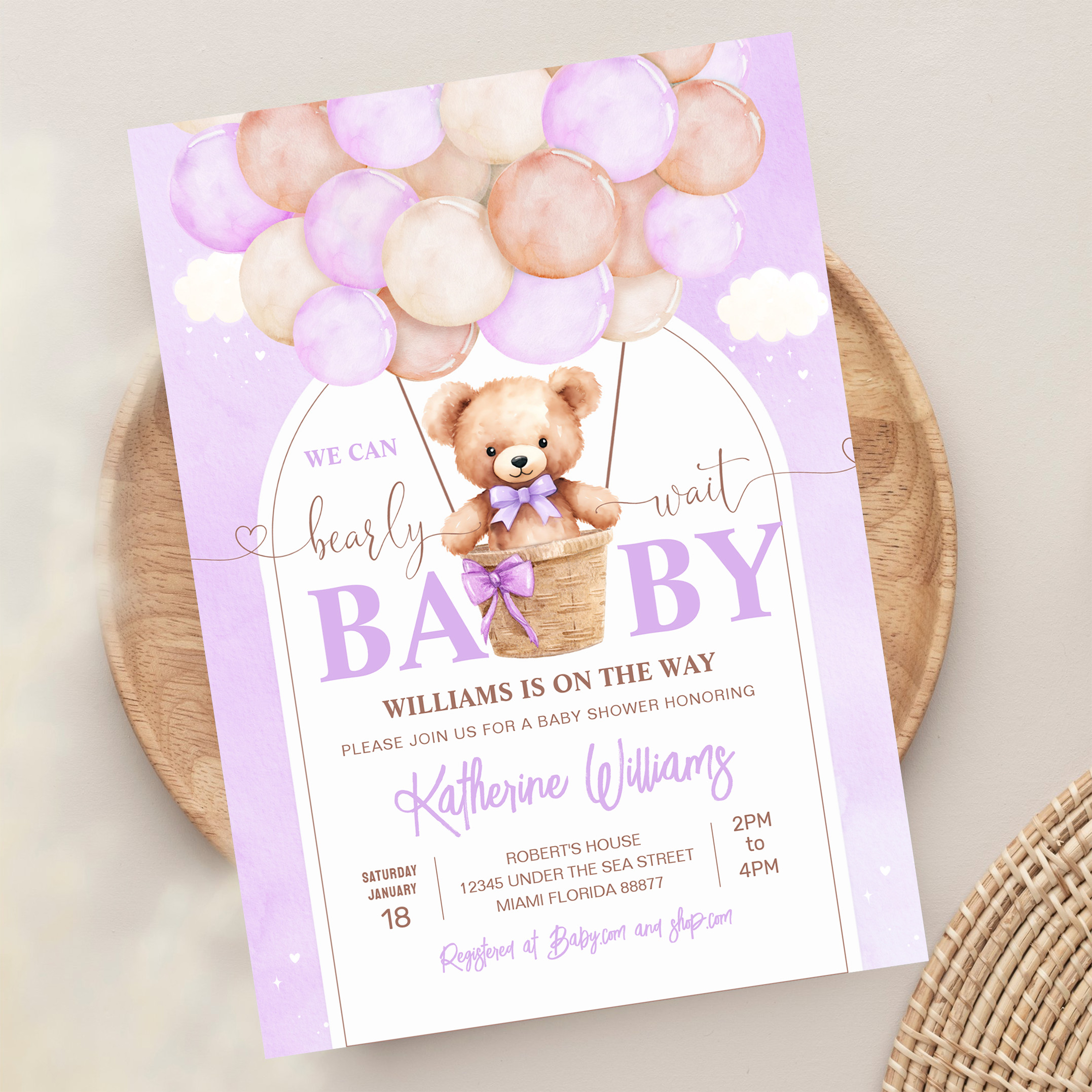 We Can Bearly Wait Teddy Bear Baby Shower Invitation - Image 13