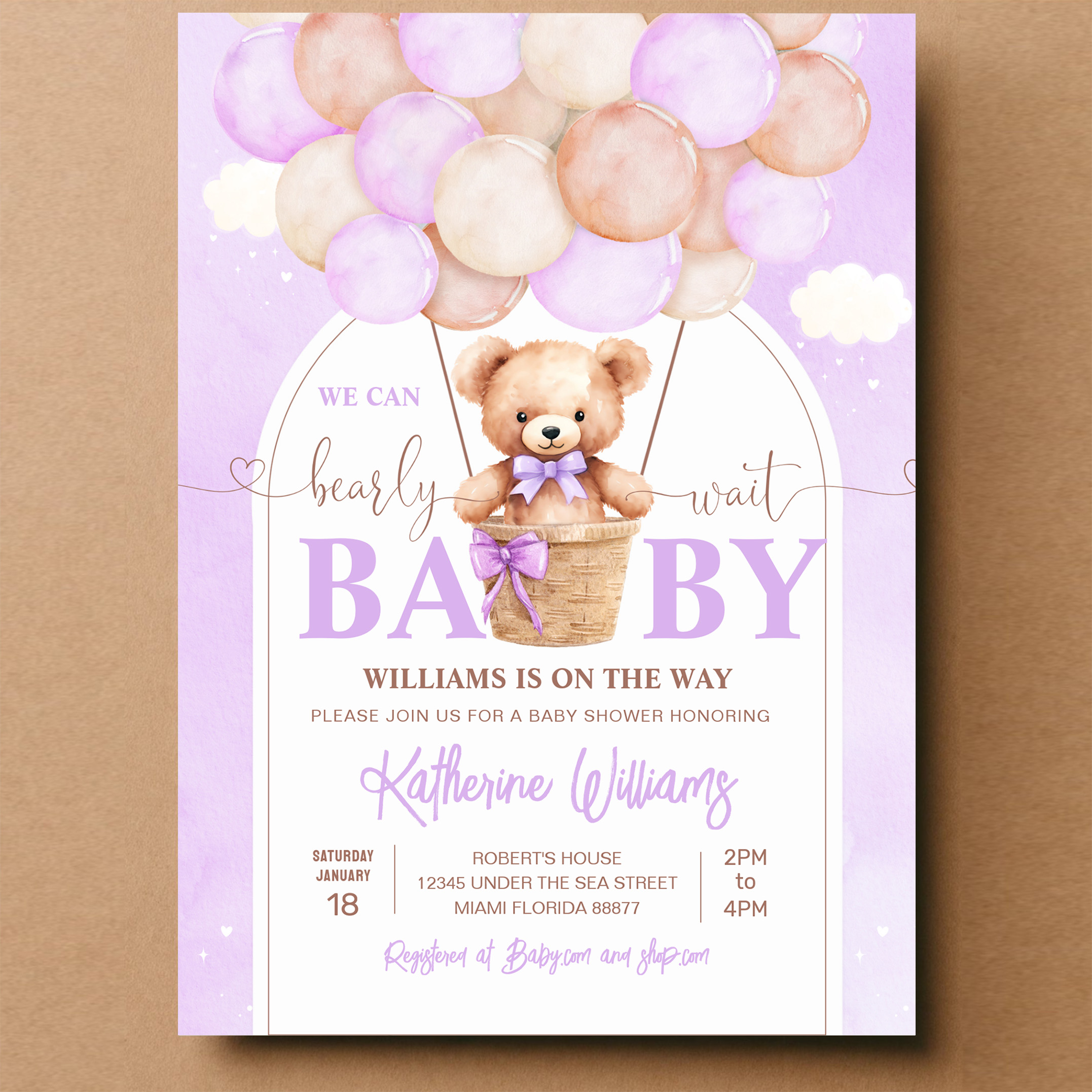 We Can Bearly Wait Teddy Bear Baby Shower Invitation - Image 14