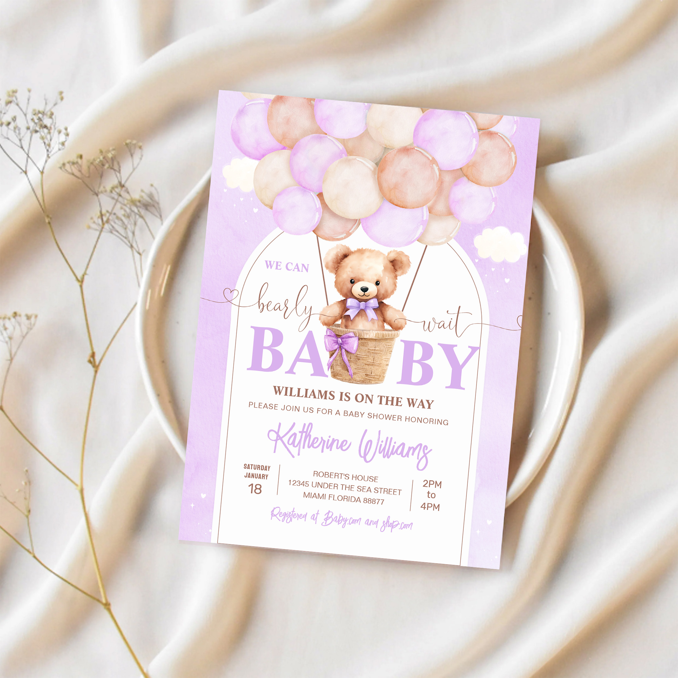 We Can Bearly Wait Teddy Bear Baby Shower Invitation - Image 2