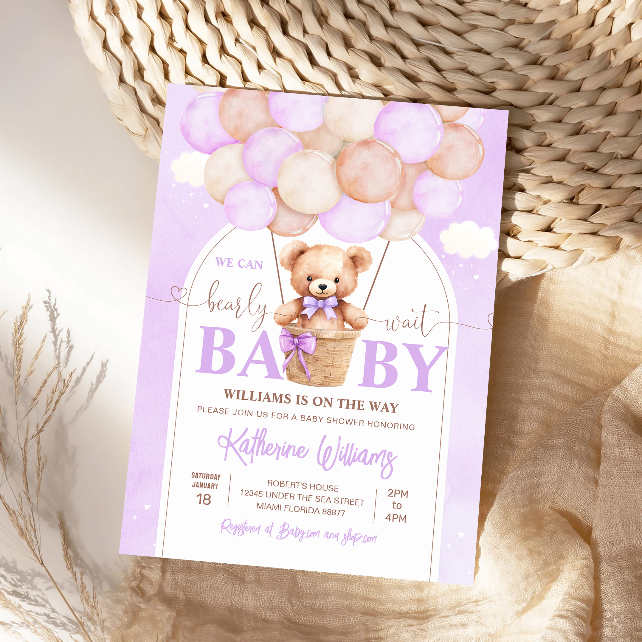 We Can Bearly Wait Teddy Bear Baby Shower Invitation - Image 4