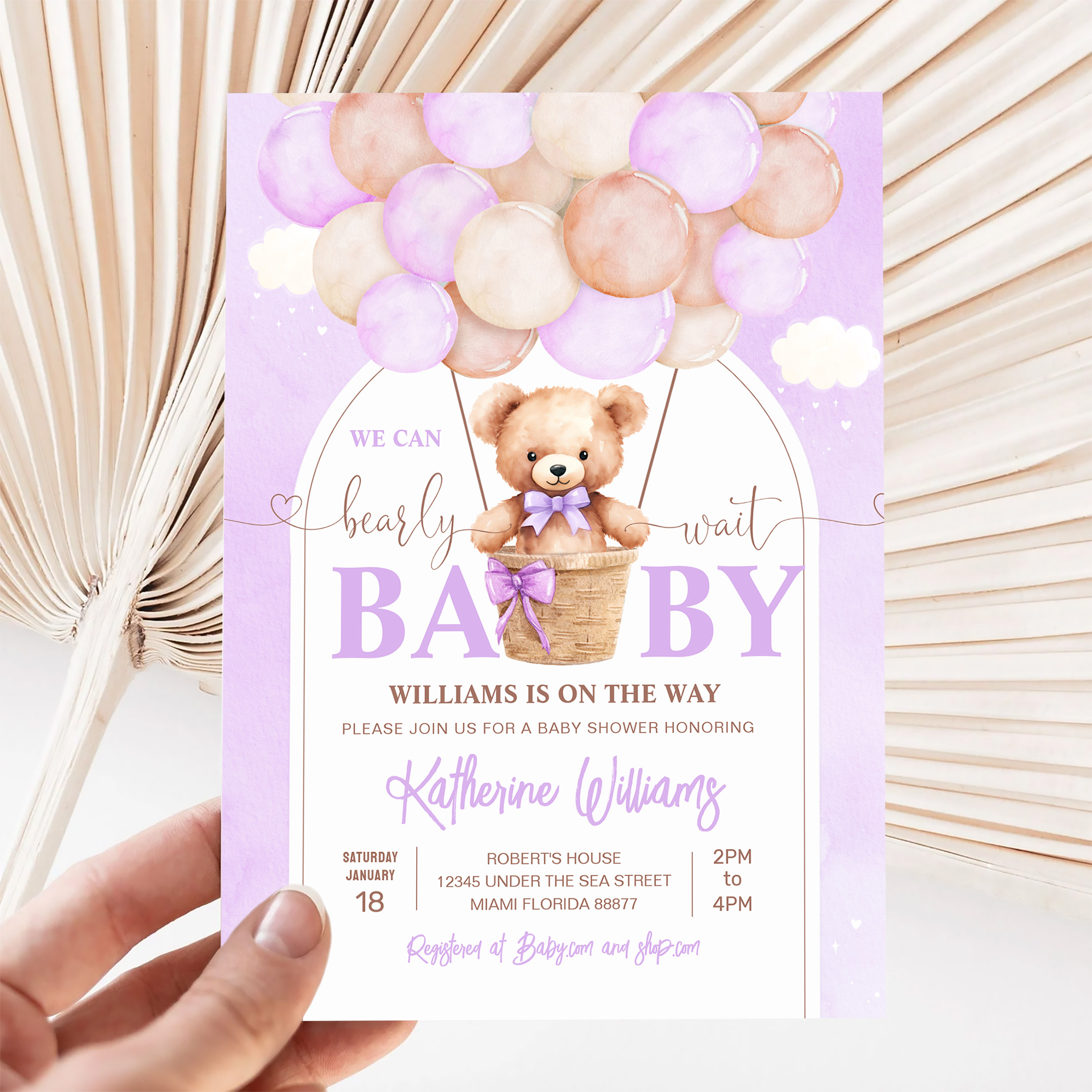 We Can Bearly Wait Teddy Bear Baby Shower Invitation - Image 5