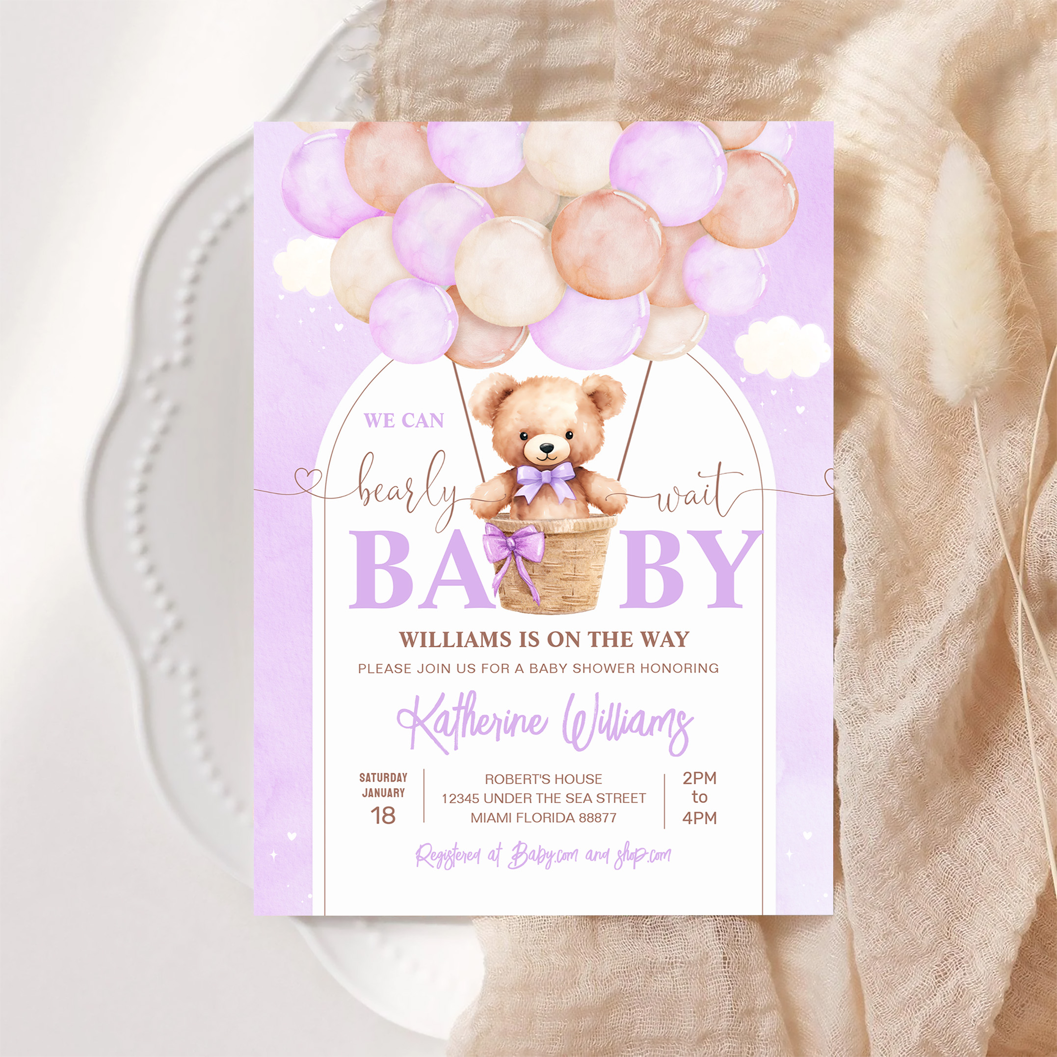 We Can Bearly Wait Teddy Bear Baby Shower Invitation - Image 6