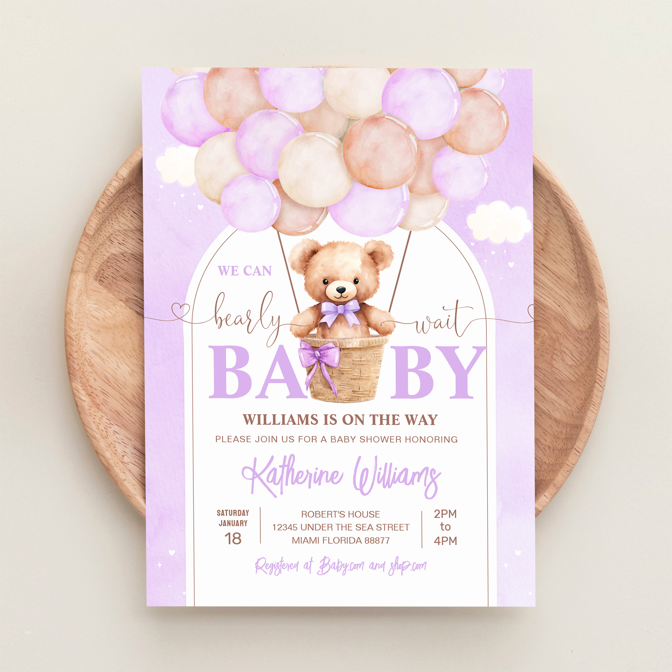 We Can Bearly Wait Teddy Bear Baby Shower Invitation - Image 7