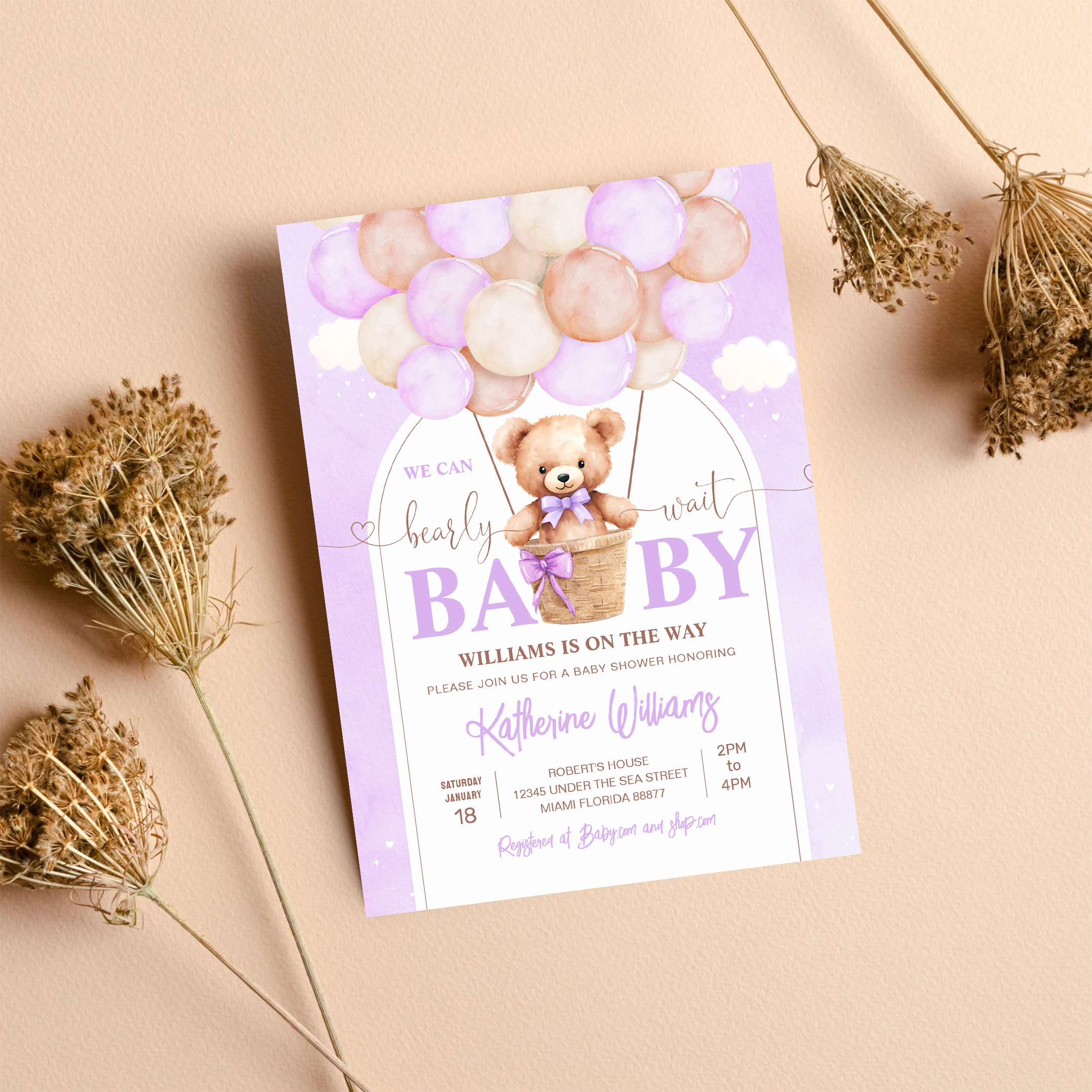 We Can Bearly Wait Teddy Bear Baby Shower Invitation - Image 8