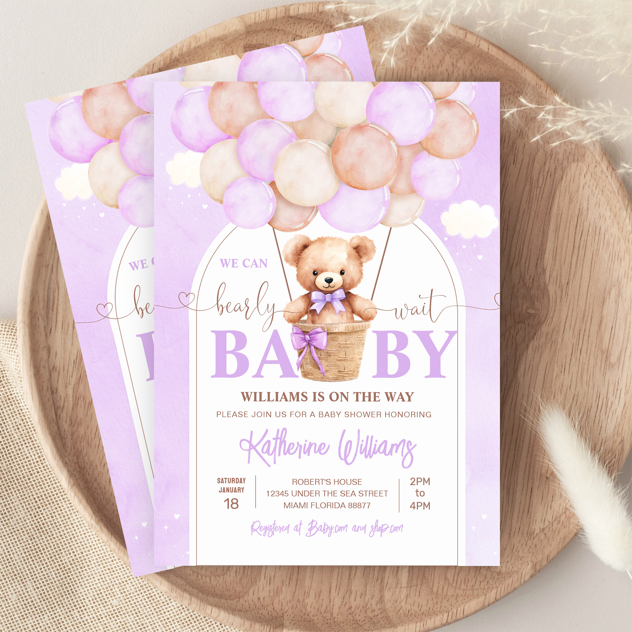 We Can Bearly Wait Teddy Bear Baby Shower Invitation - Image 9