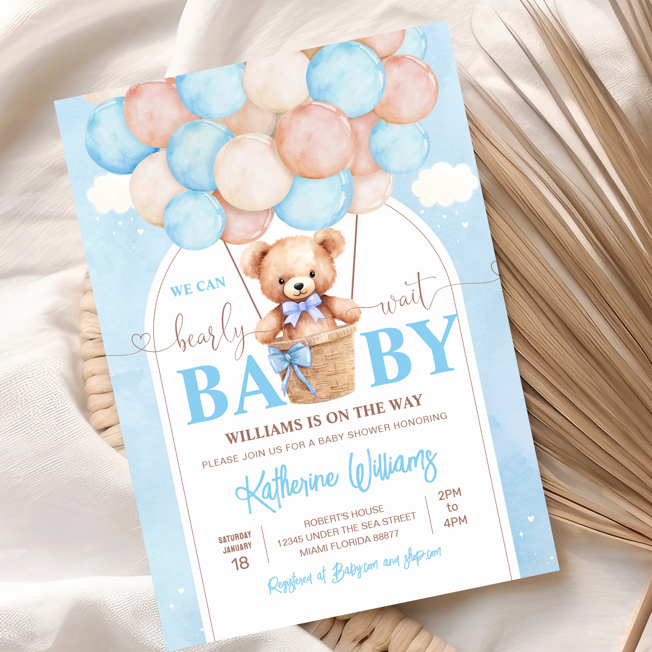 We Can Bearly Wait Teddy Bear Baby Shower Invitation - Image 10