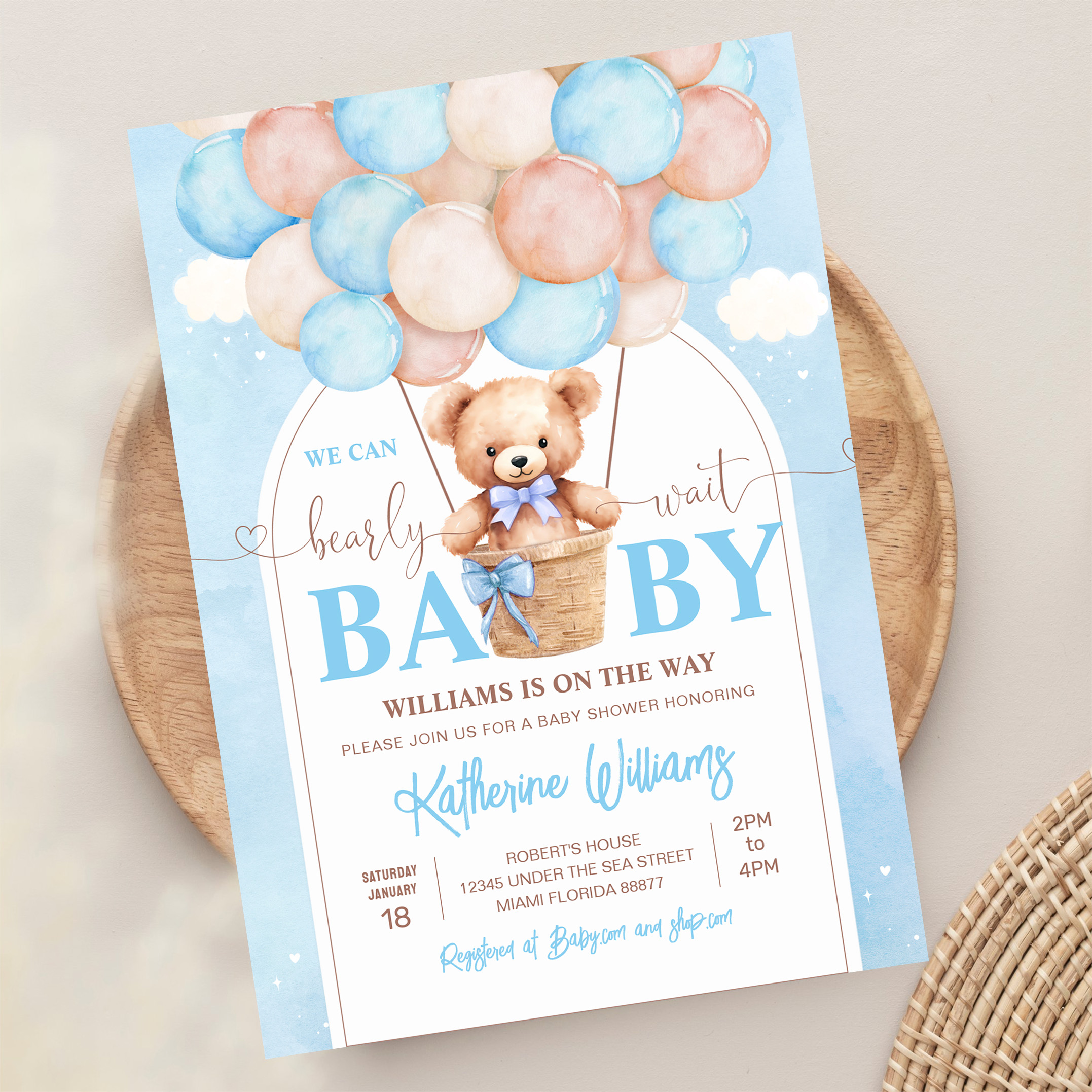 We Can Bearly Wait Teddy Bear Baby Shower Invitation - Image 13