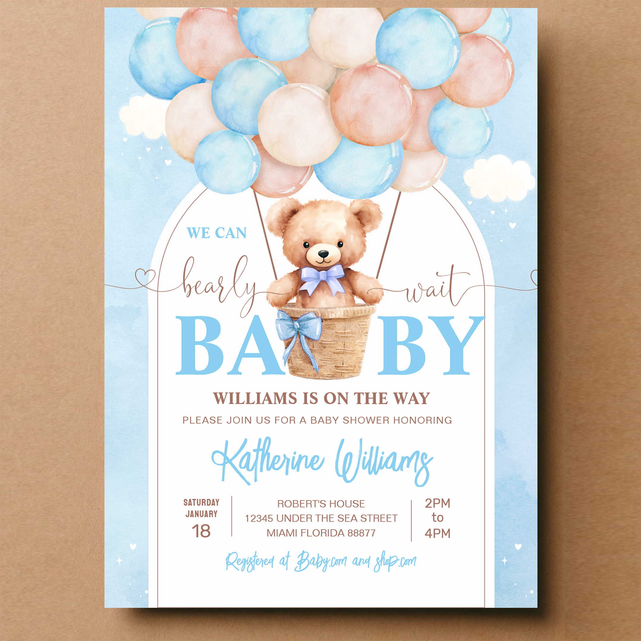 We Can Bearly Wait Teddy Bear Baby Shower Invitation - Image 14
