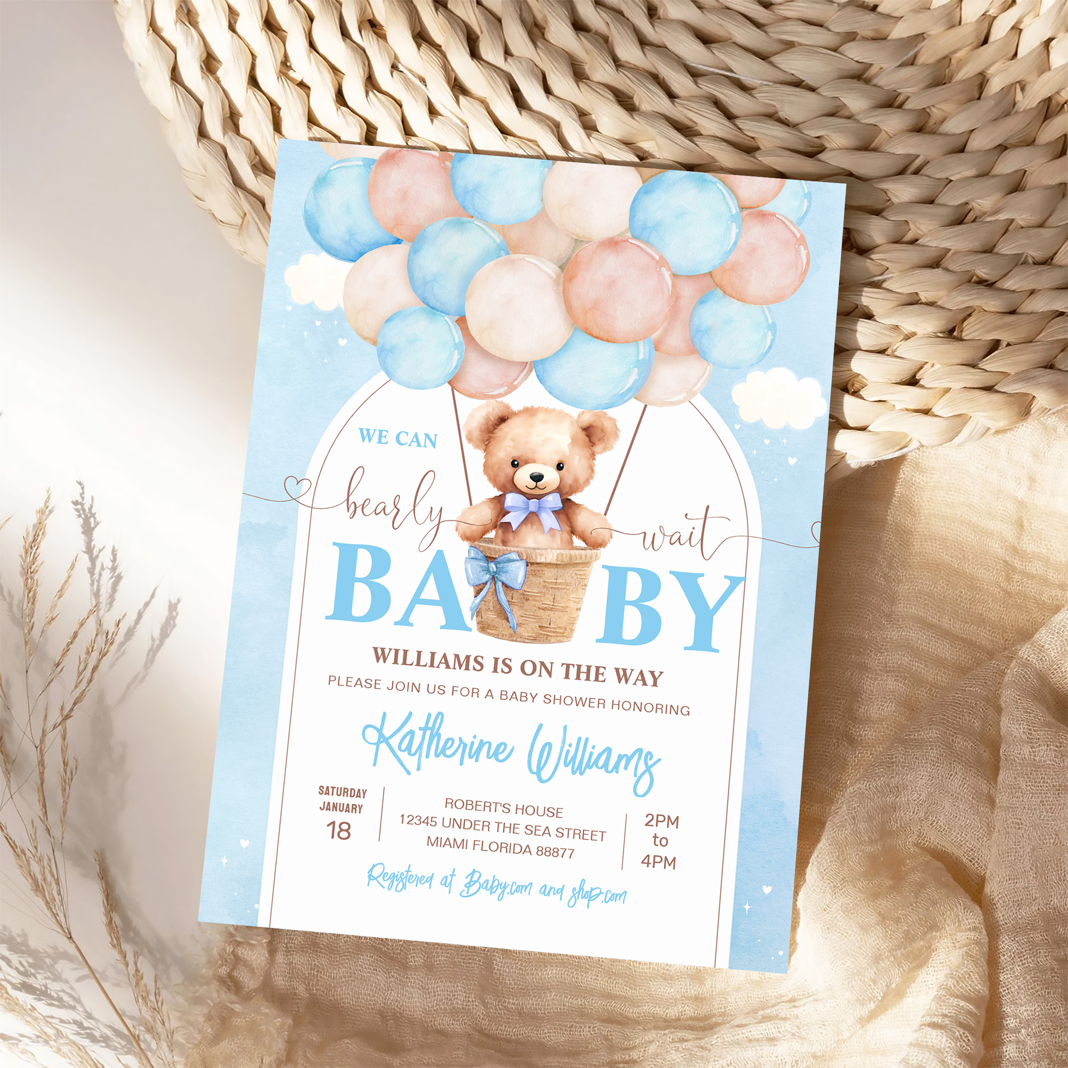 We Can Bearly Wait Teddy Bear Baby Shower Invitation - Image 4