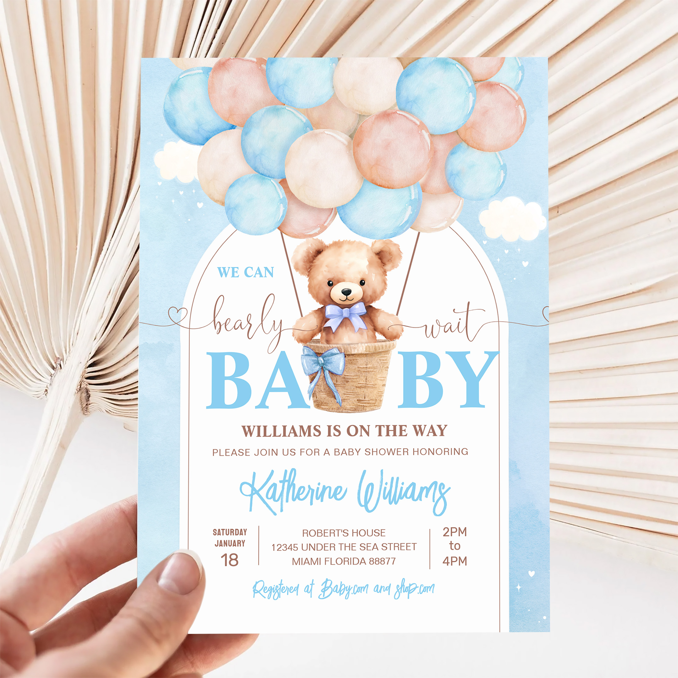 We Can Bearly Wait Teddy Bear Baby Shower Invitation - Image 5