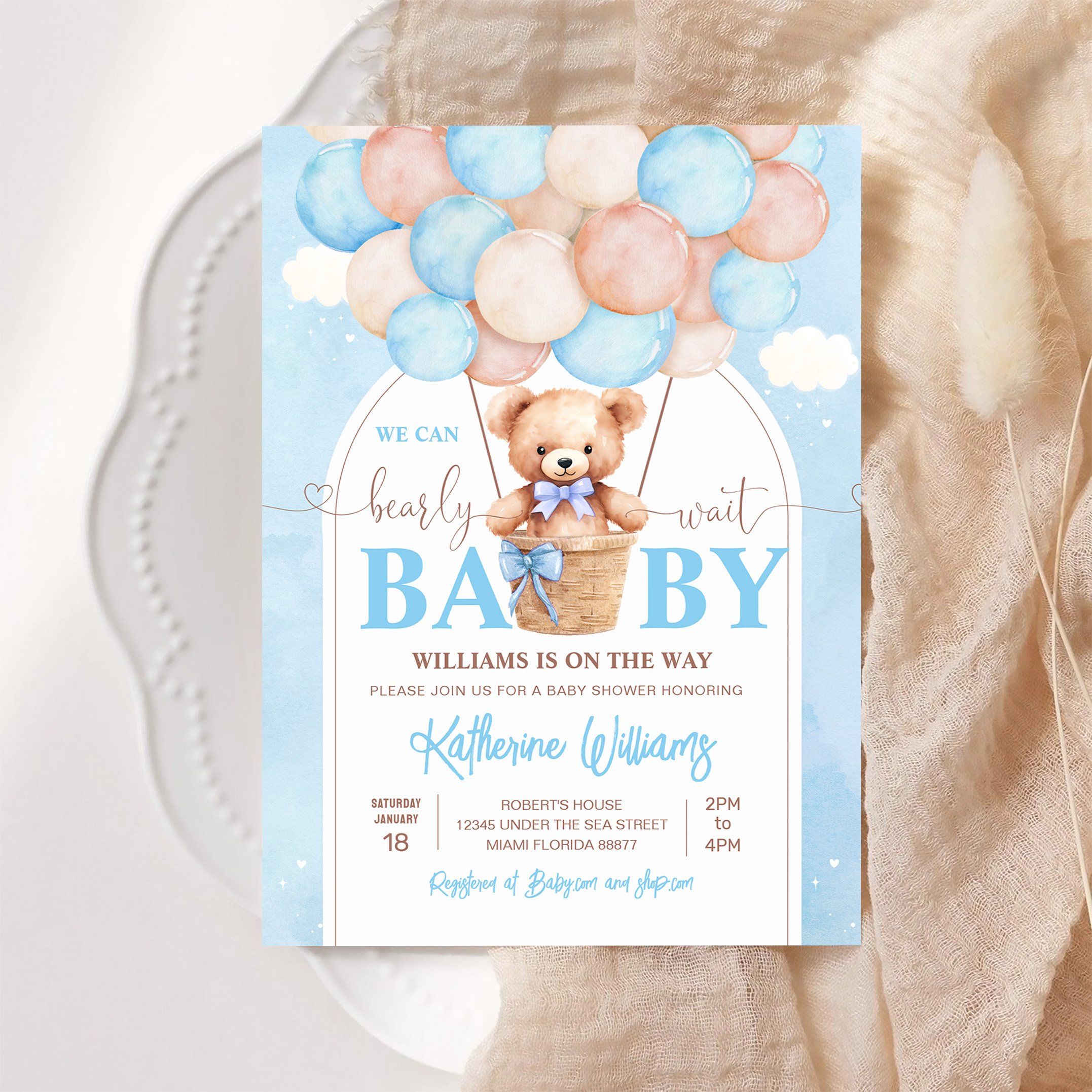 We Can Bearly Wait Teddy Bear Baby Shower Invitation - Image 6