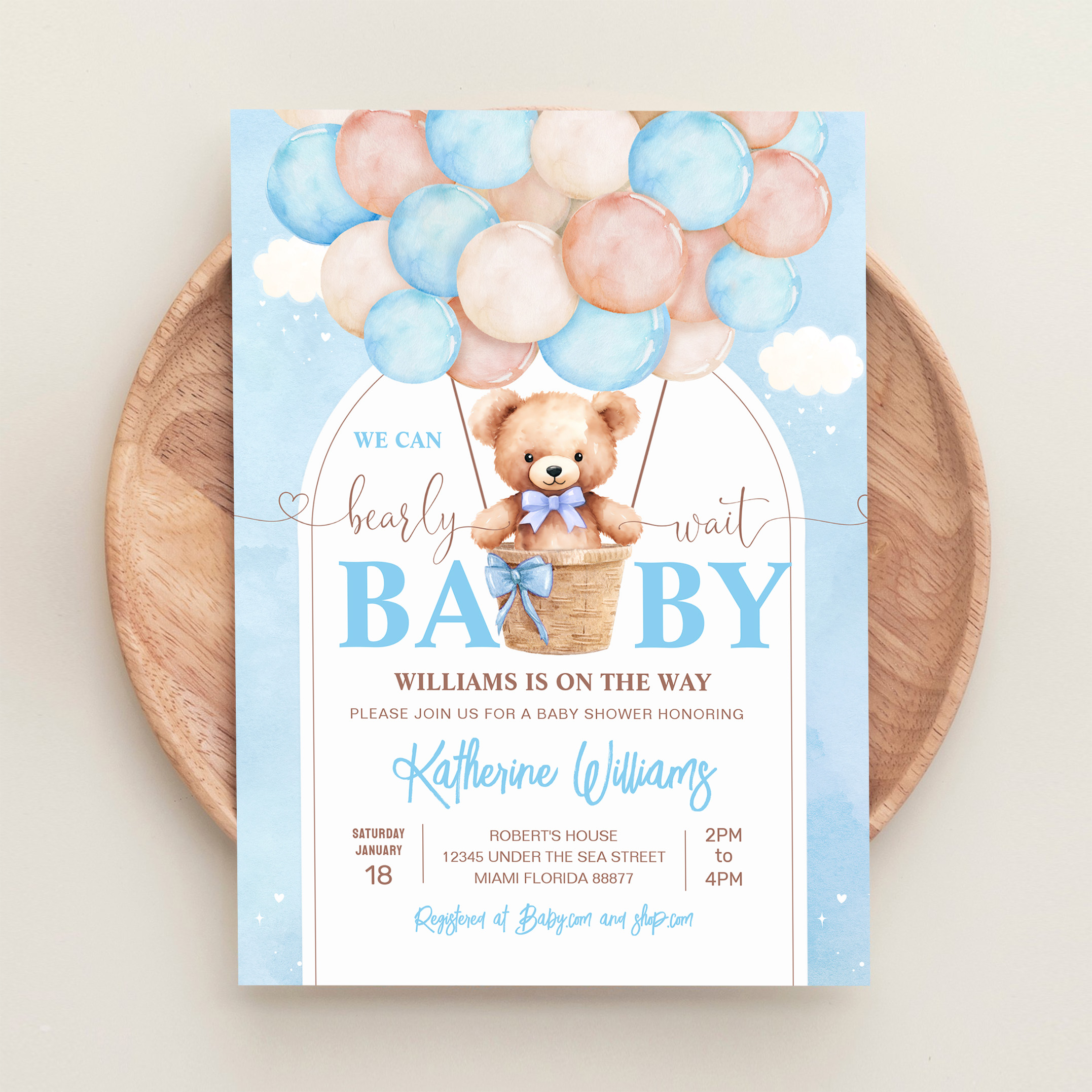 We Can Bearly Wait Teddy Bear Baby Shower Invitation - Image 7
