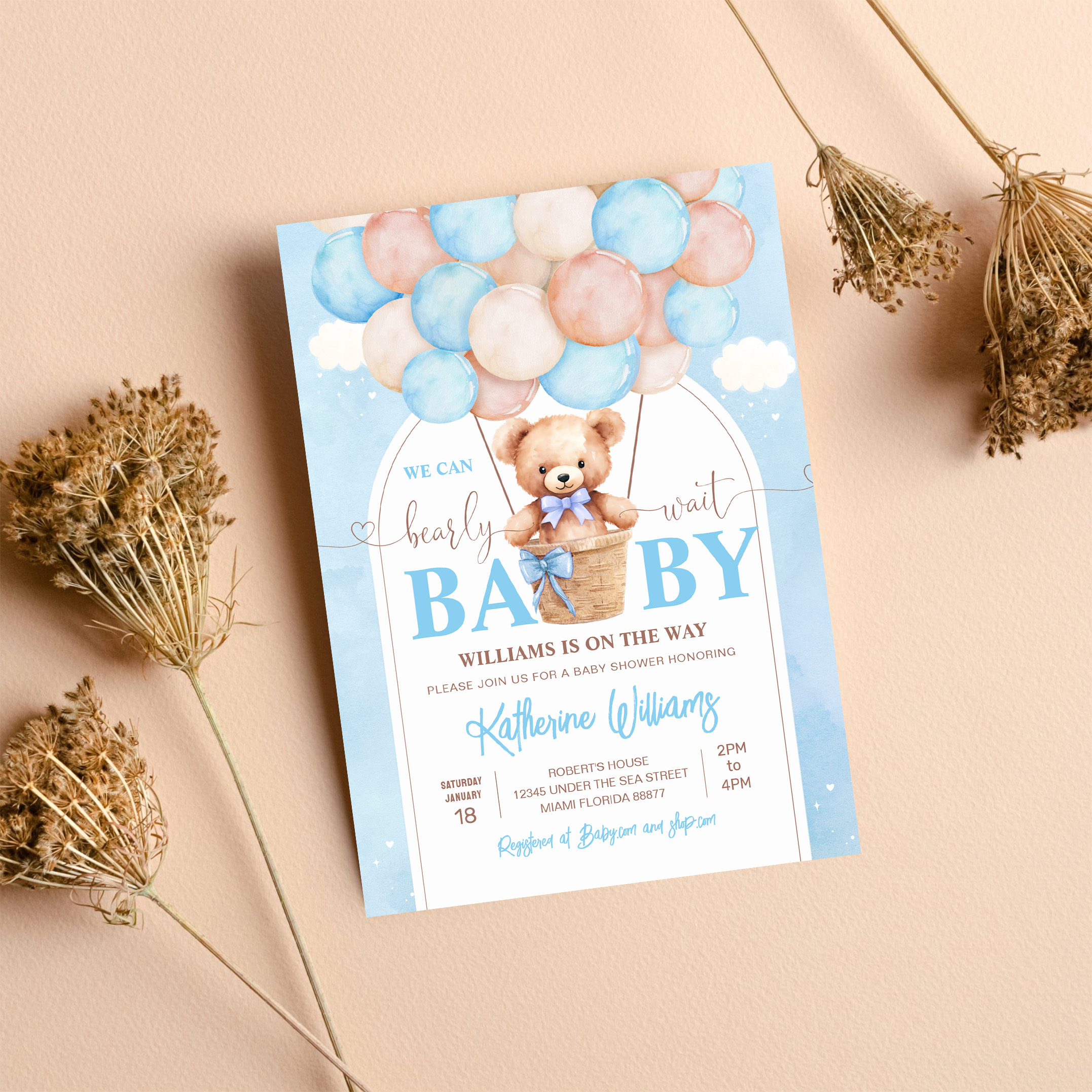 We Can Bearly Wait Teddy Bear Baby Shower Invitation - Image 8