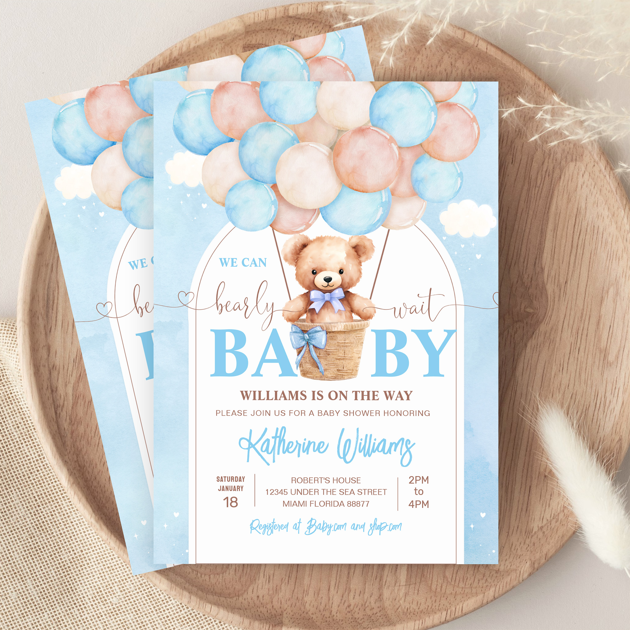 We Can Bearly Wait Teddy Bear Baby Shower Invitation - Image 9