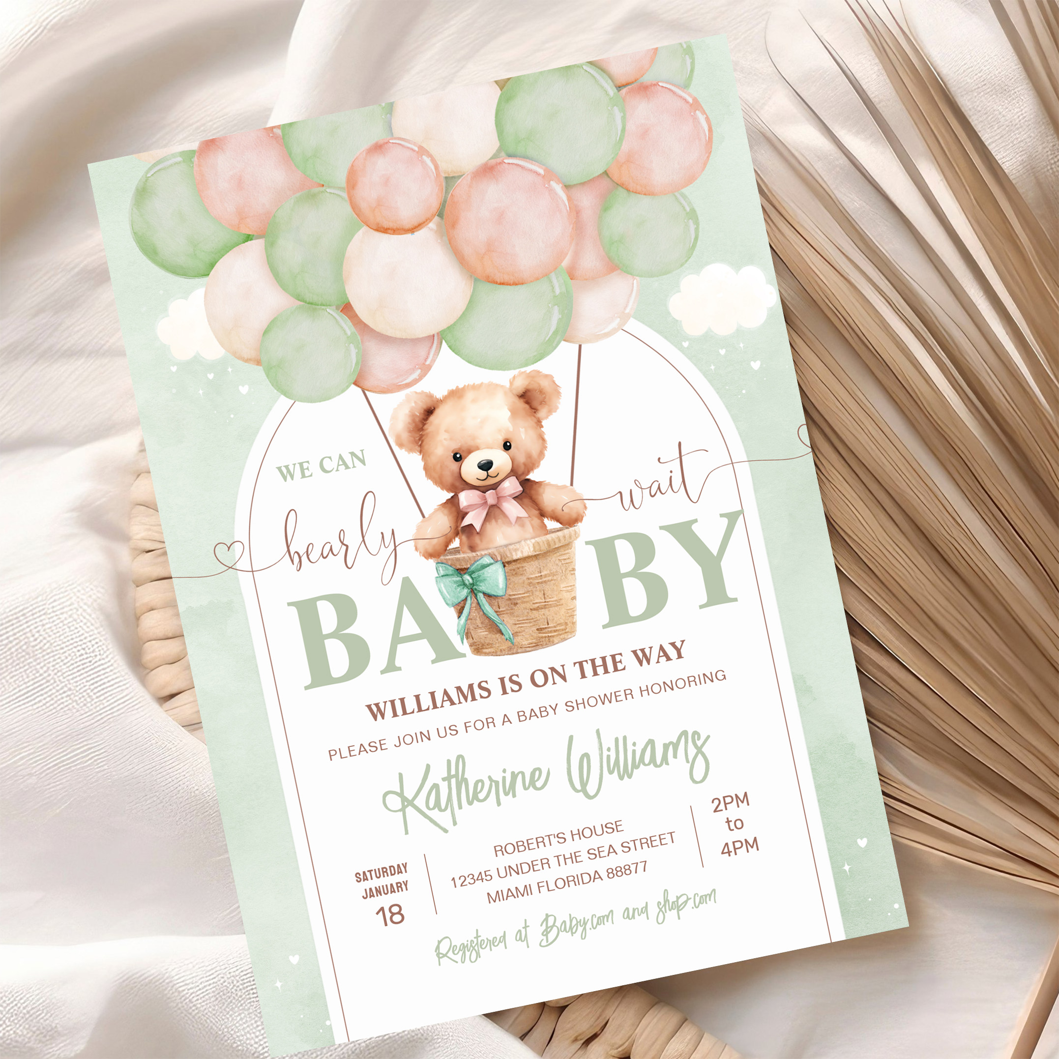 We Can Bearly Wait Teddy Bear Baby Shower Invitation - Image 10