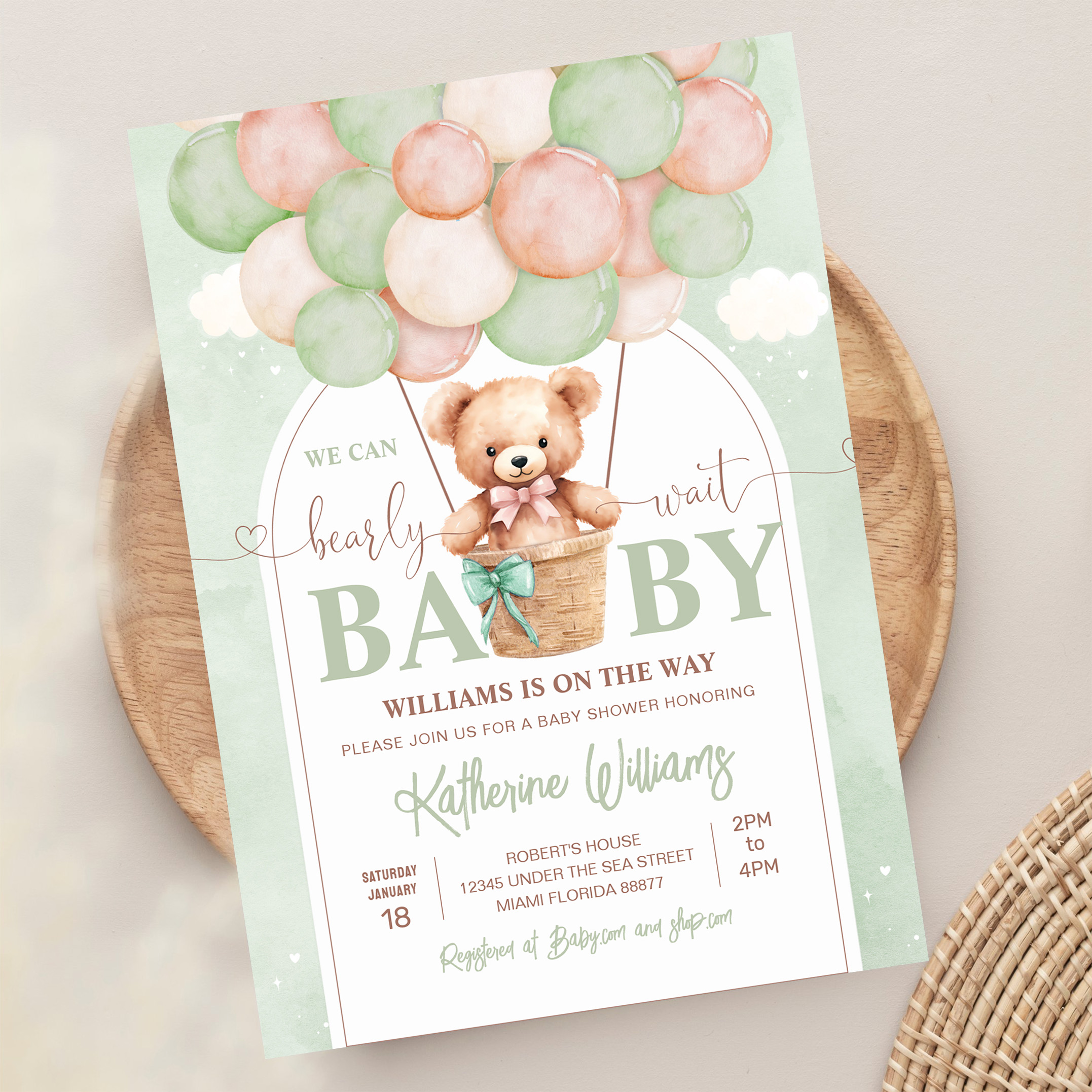 We Can Bearly Wait Teddy Bear Baby Shower Invitation - Image 13