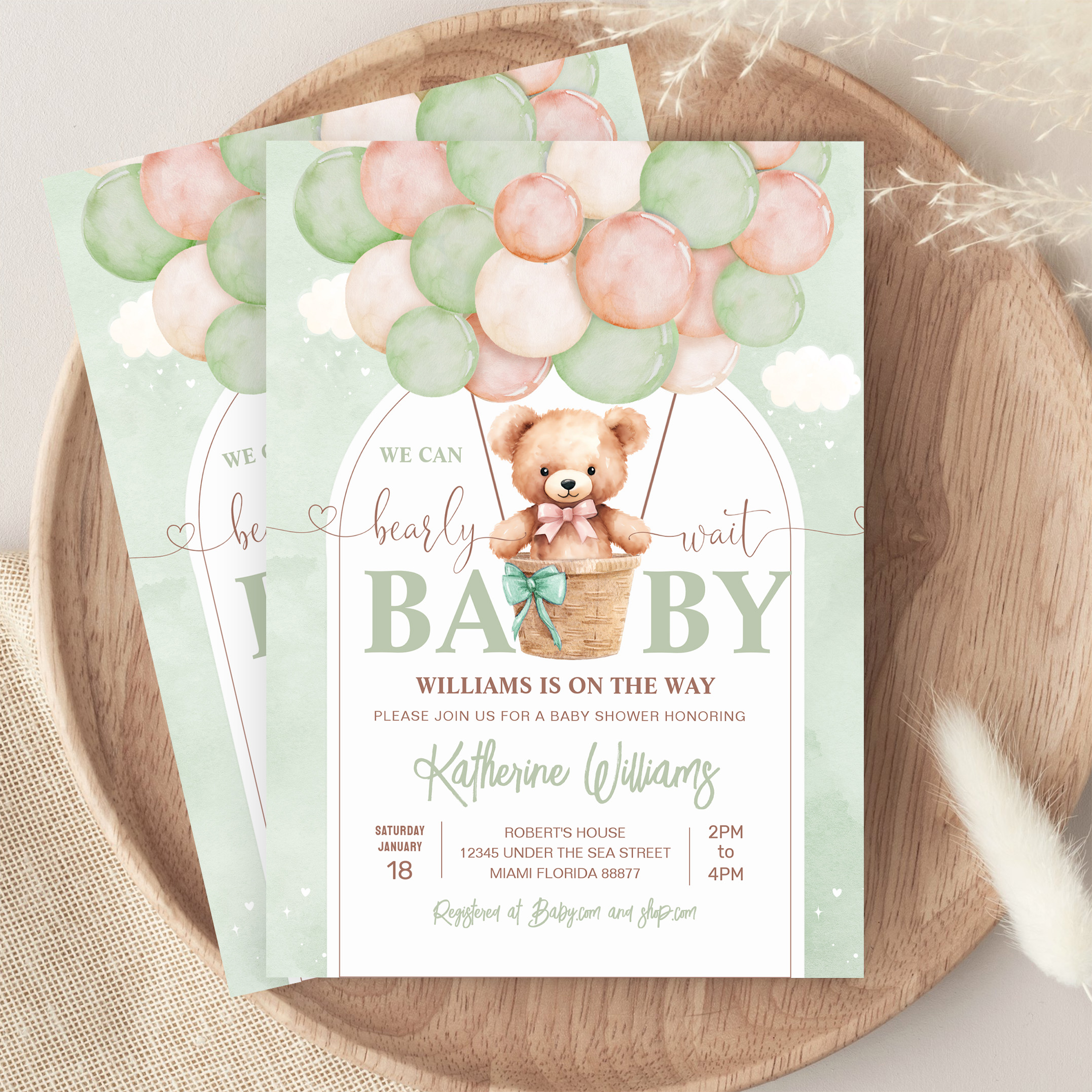 We Can Bearly Wait Teddy Bear Baby Shower Invitation - Image 9