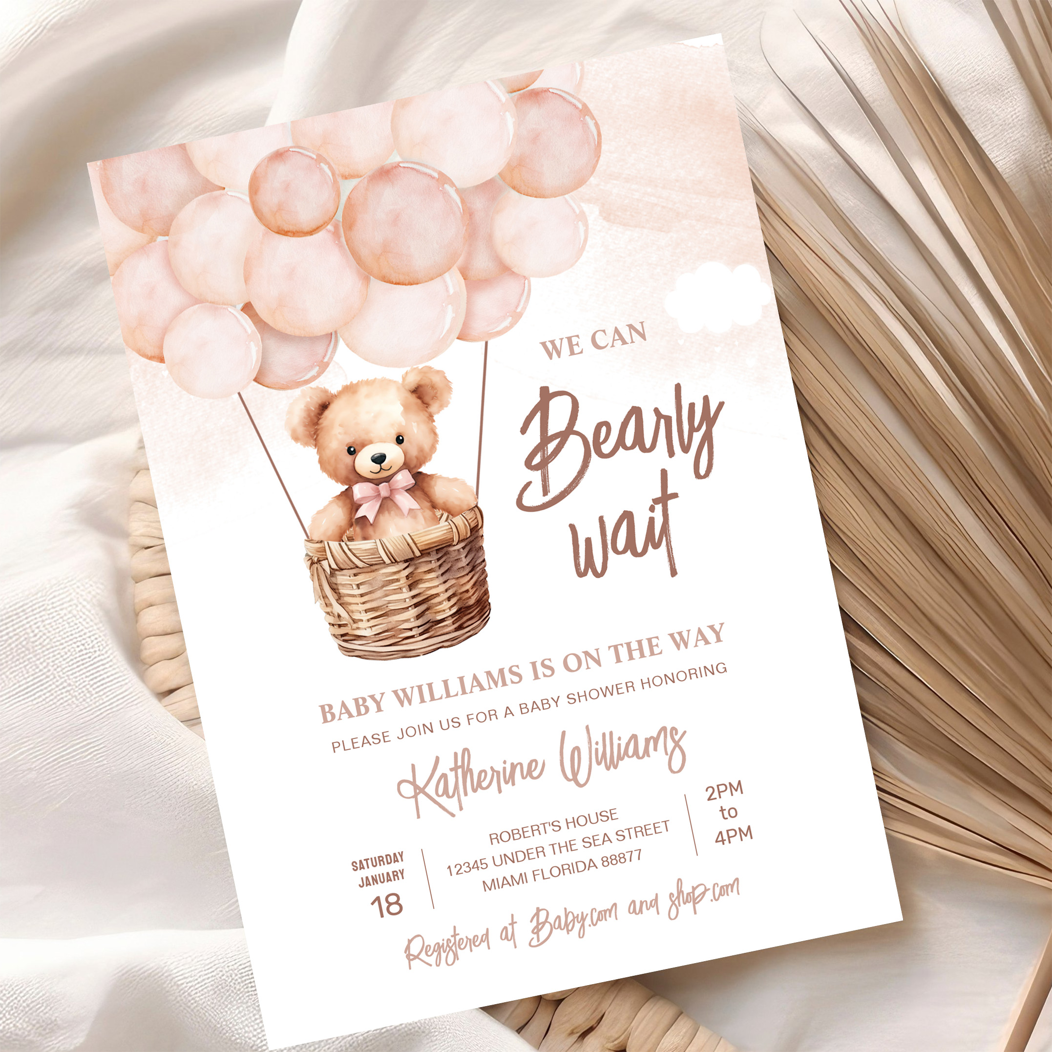 We Can Bearly Wait Teddy Bear Baby Shower Invitation - Image 10